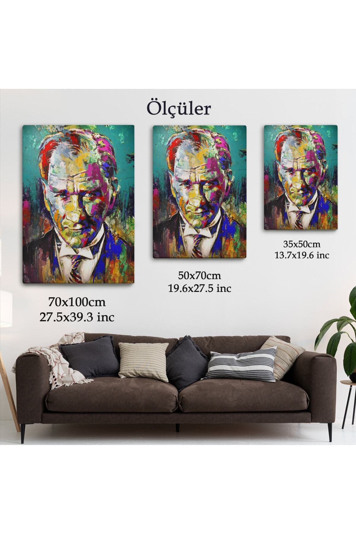 Renkli Mustafa Kemal Atatürk Kanvas Tablo görsel 5