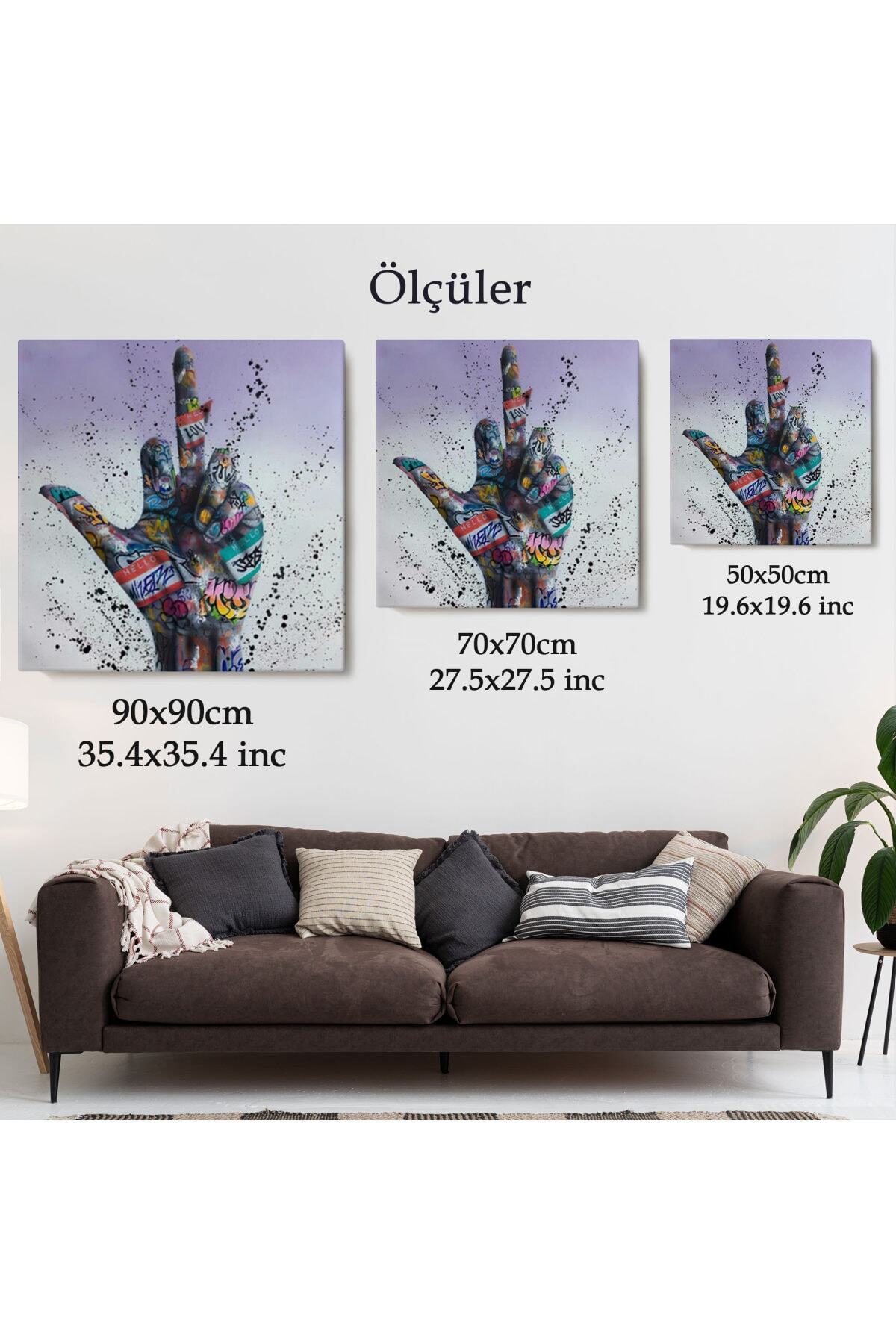 Orta Parmak Hareketi Sokak Sanatı, Kanvas Tablo, Graffiti Orta Parmak Izi görsel 5