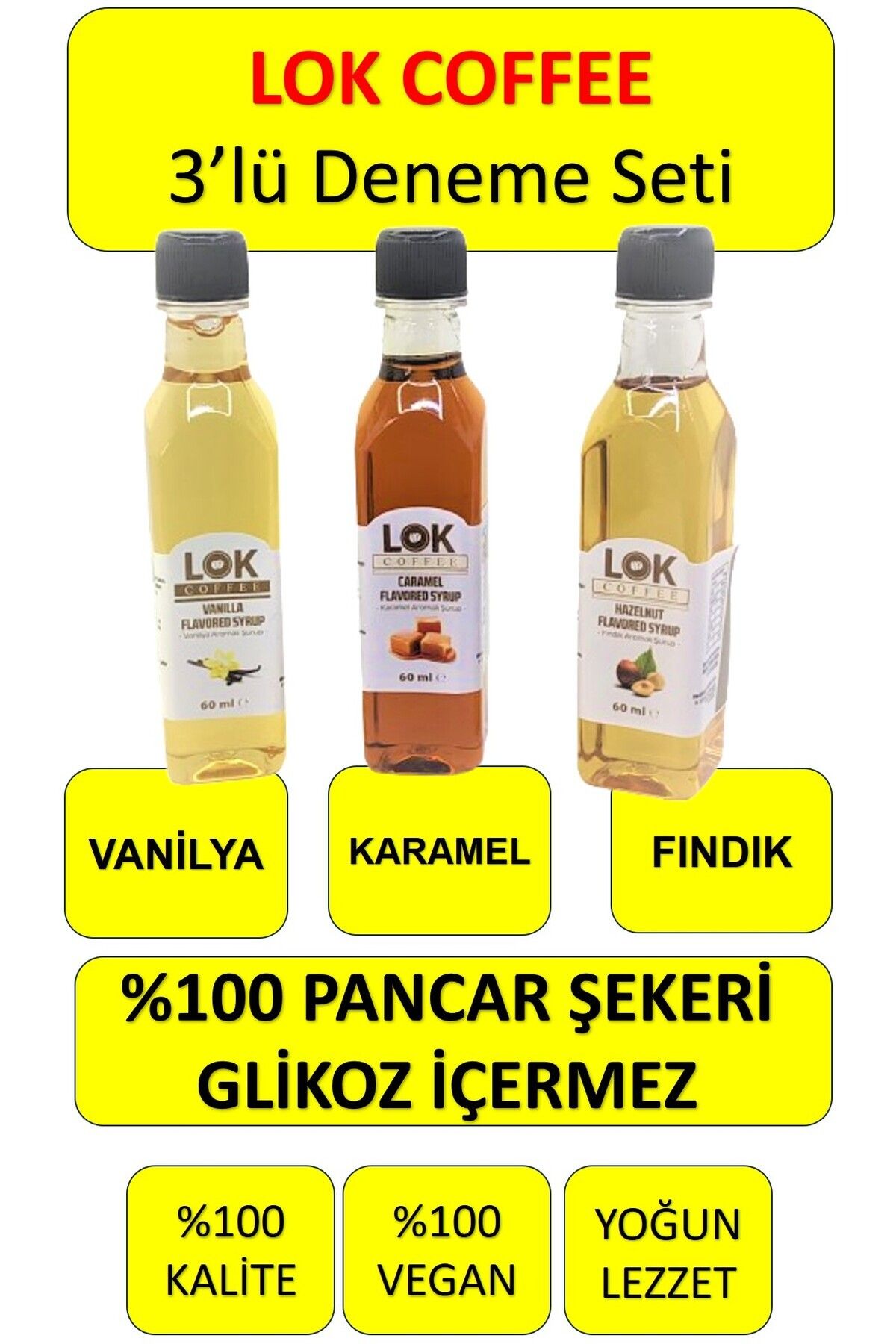 LOK COFFEE 60 ML KAHVE ŞURUBU 3'LÜ DENEME SETİ