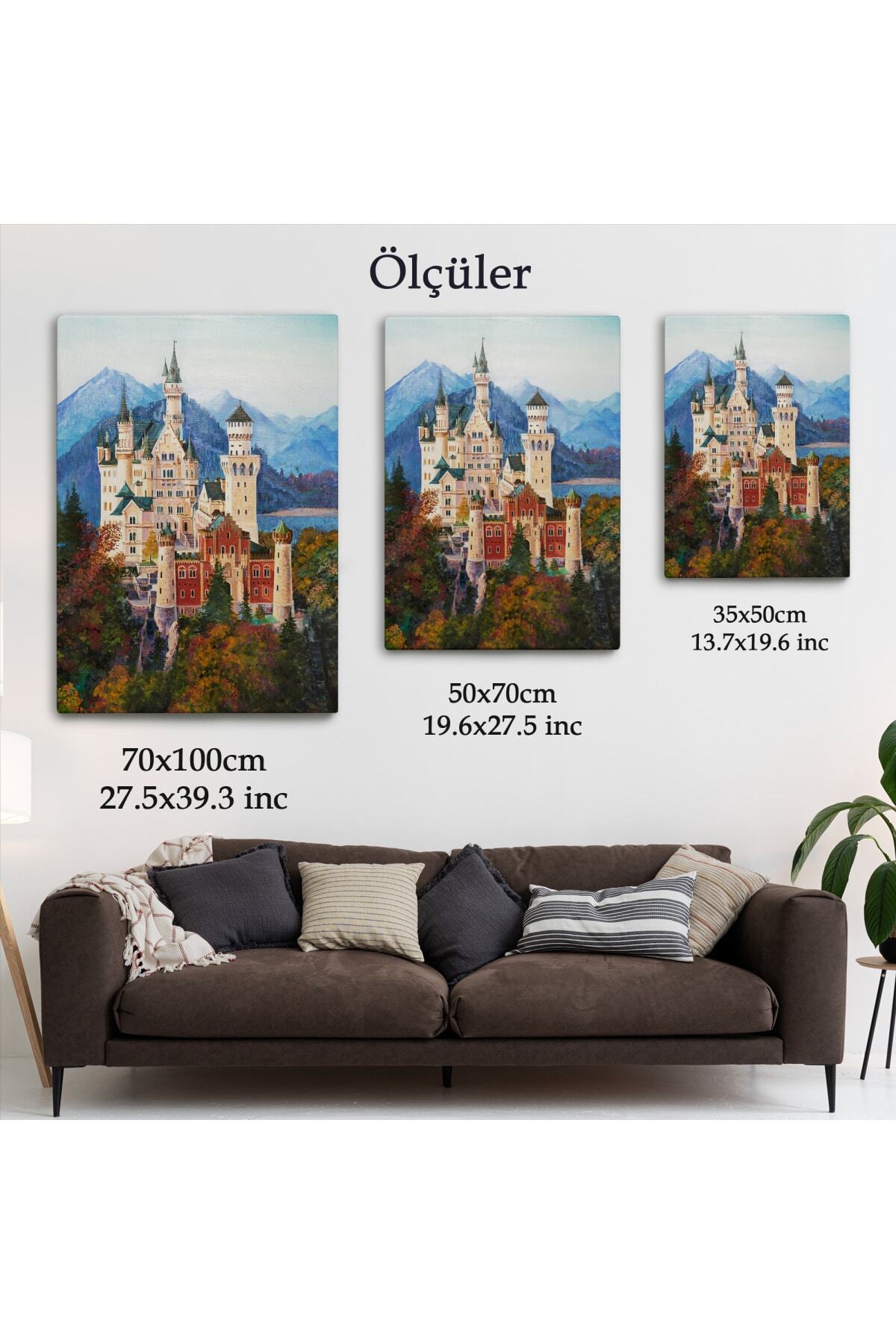 Bavyera Almanya Neuschwanstein Kalesi Kanvas Tablo görsel 5