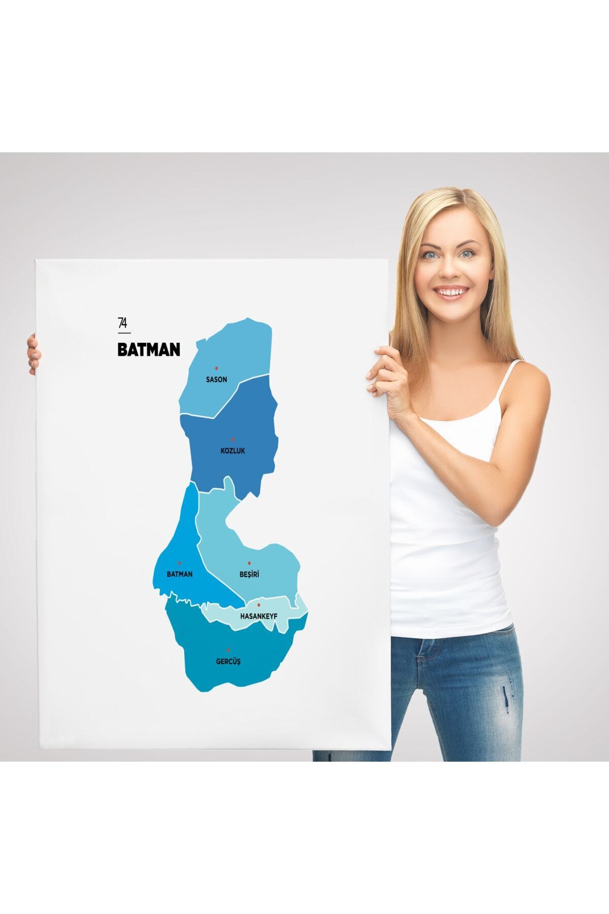 Batman Ili Ve Ilçeler Haritası Dekoratif Kanvas Tablo görsel 3