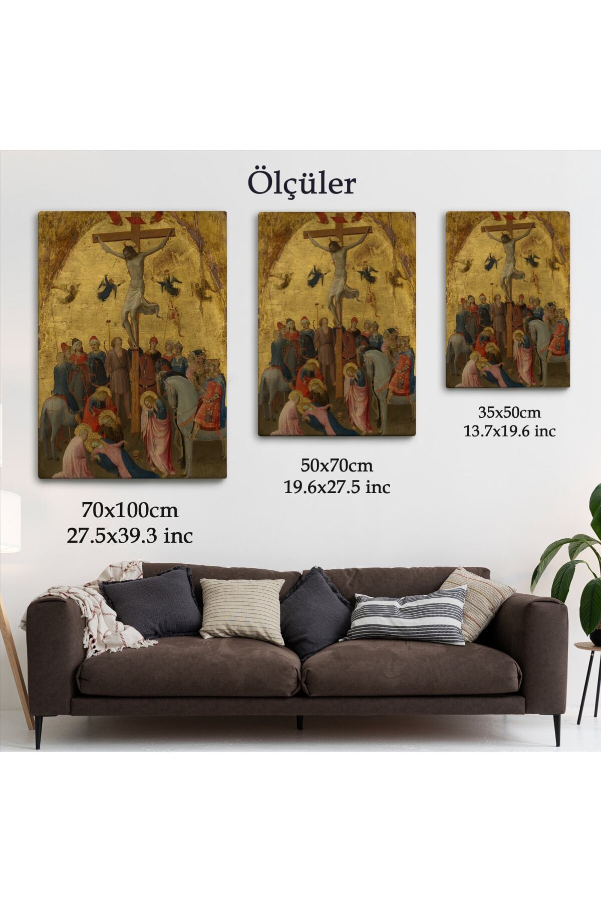 Fra Angelico Çarmıha Geriliş Kanvas Tablosu, Çaucifixion Jesus Christ görsel 5
