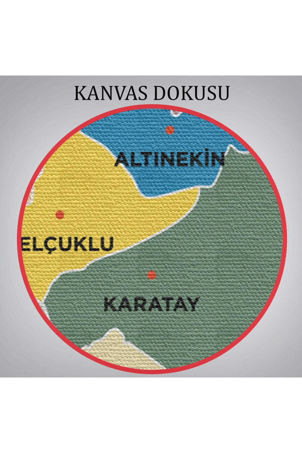 Konya Ili Ve Ilçeler Haritası Dekoratif Kanvas Tablo-1 görsel 6