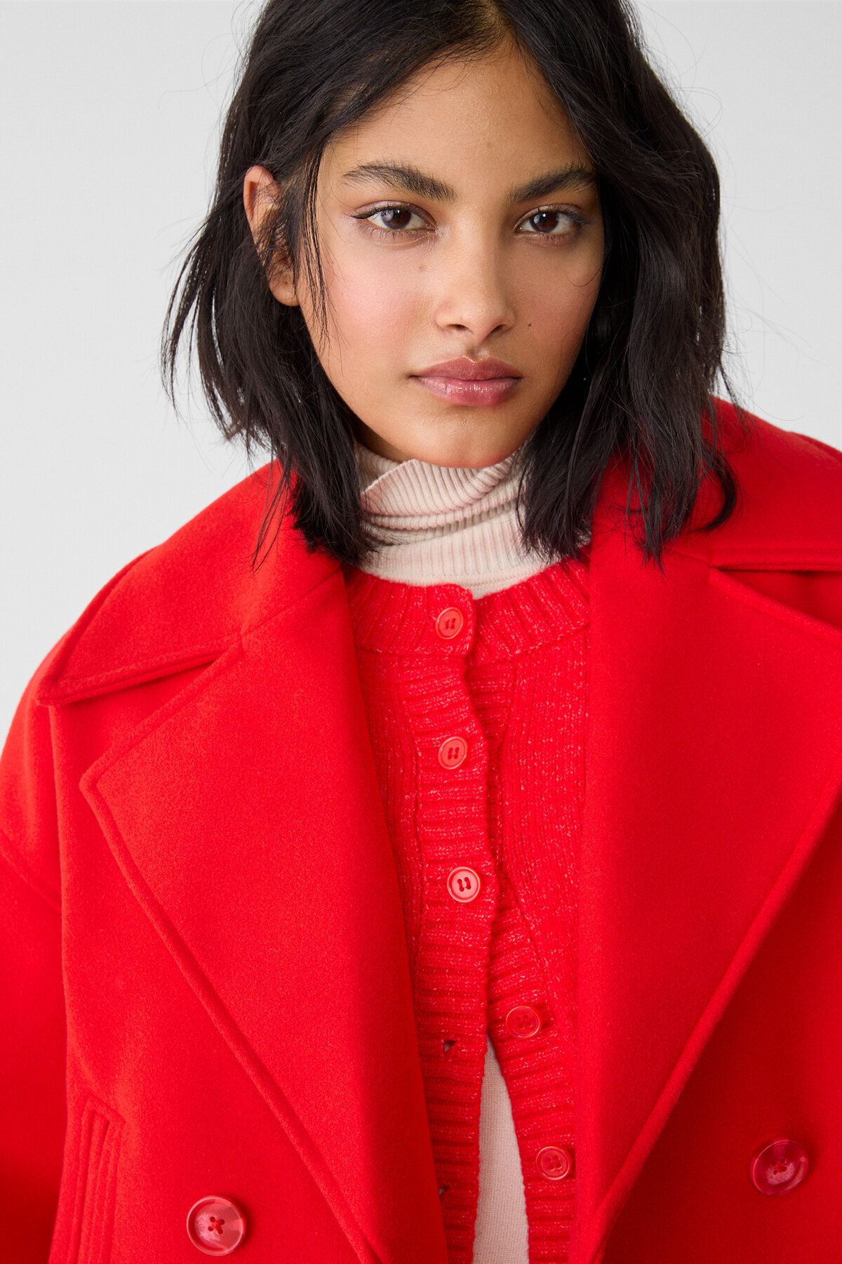 Stradivarius-Short double-breasted coat 4