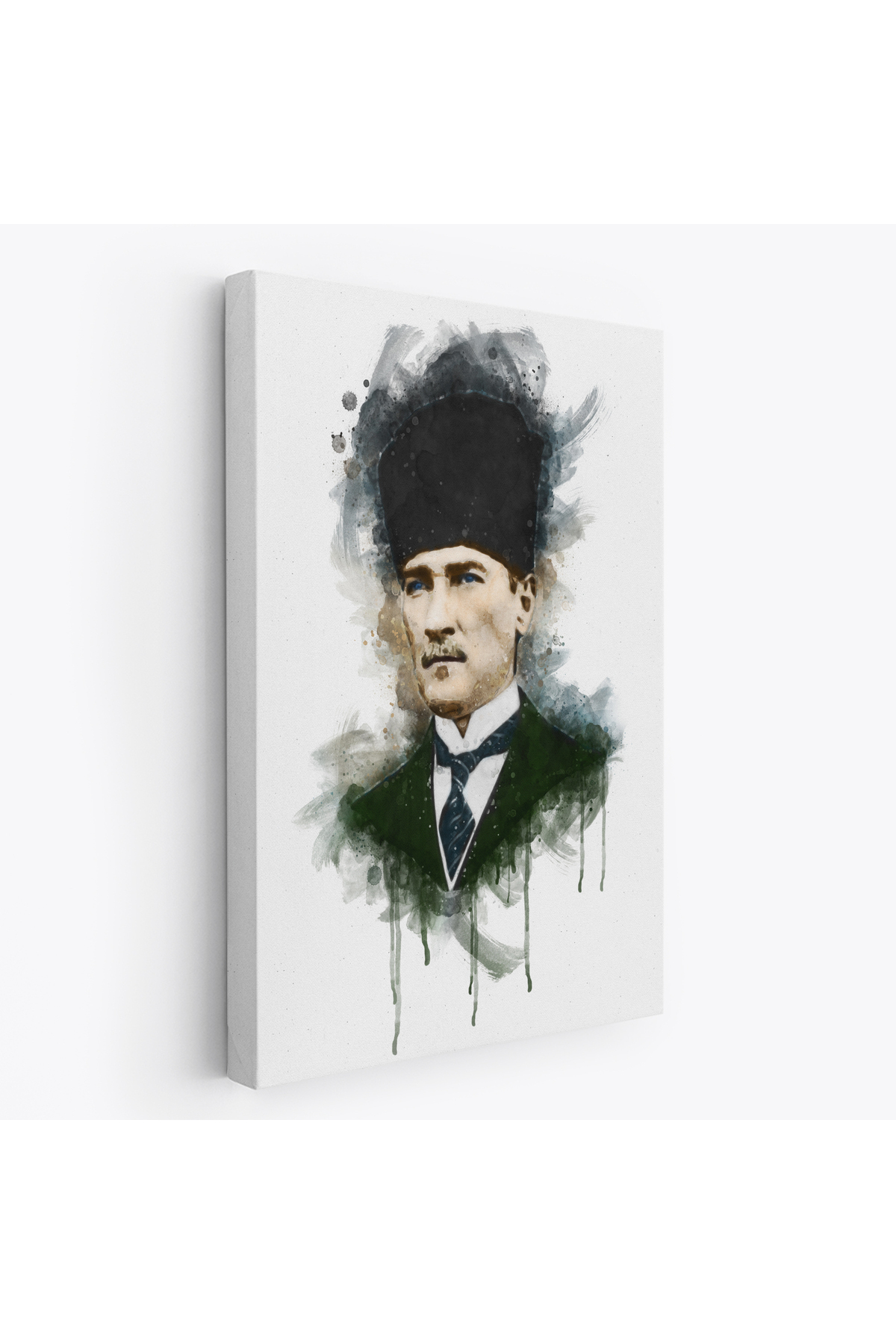 Mustafa Kemal Atatürk'ün Suluboya Görünümlü Portresi Dekoratif Kanvas Tablo