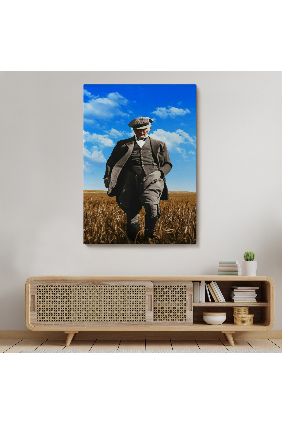 Atatürk Portre Tablosu Mustafa Kemal Atatürk Dikdörtgen Dekoratif Kanvas Tablo görsel 6