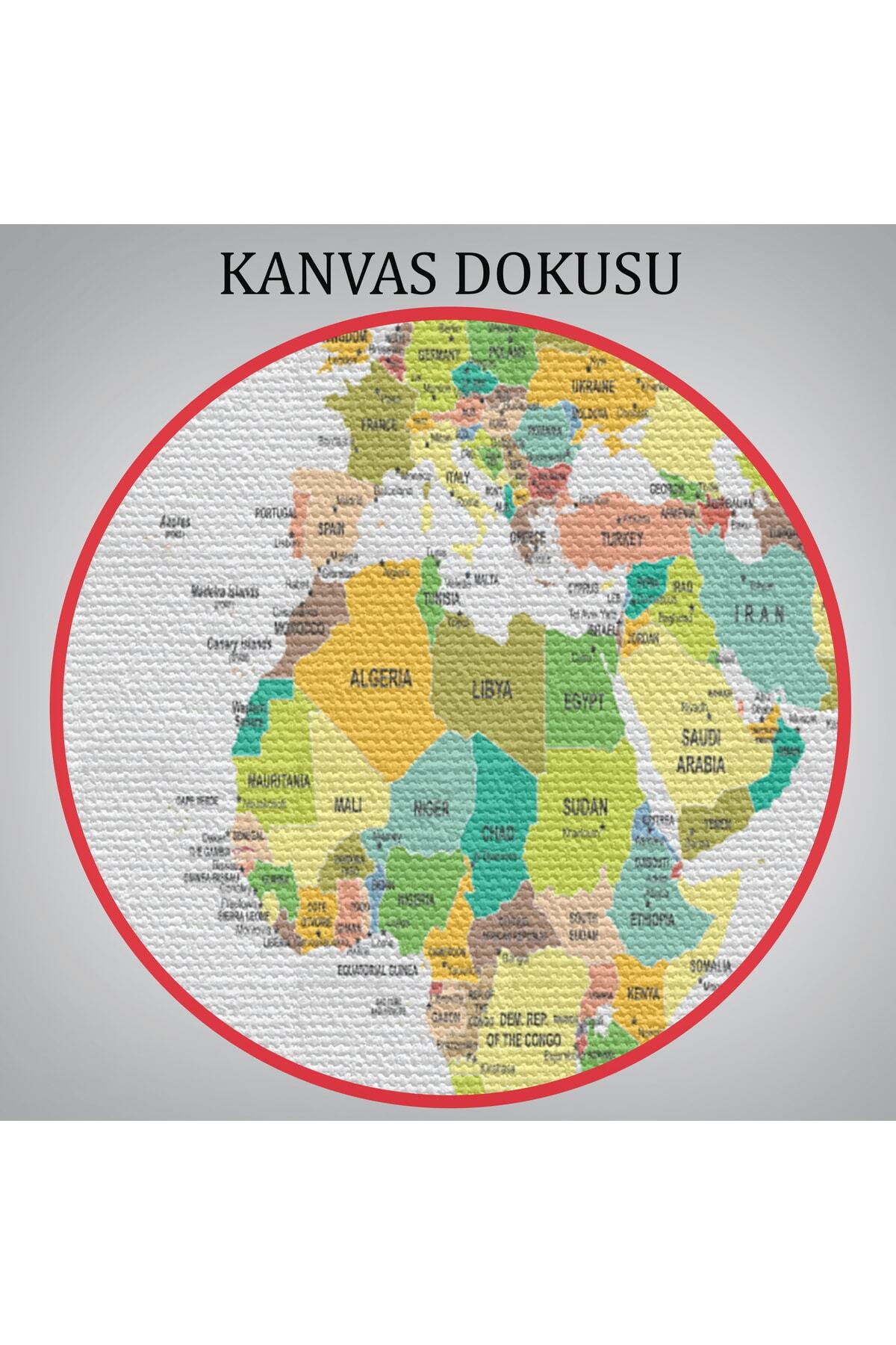 Dünya Haritası Dekoratif Kanvas Tablo-1 görsel 7
