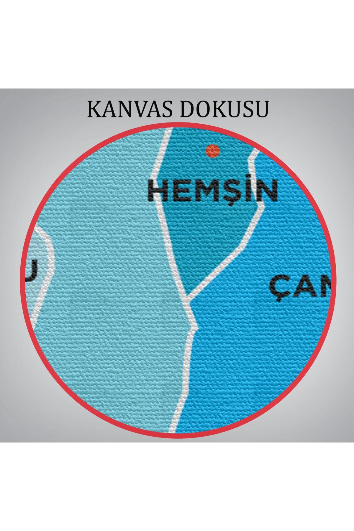 Rize Ili Ve Ilçeler Haritası Dekoratif Kanvas Tablo-1 görsel 6