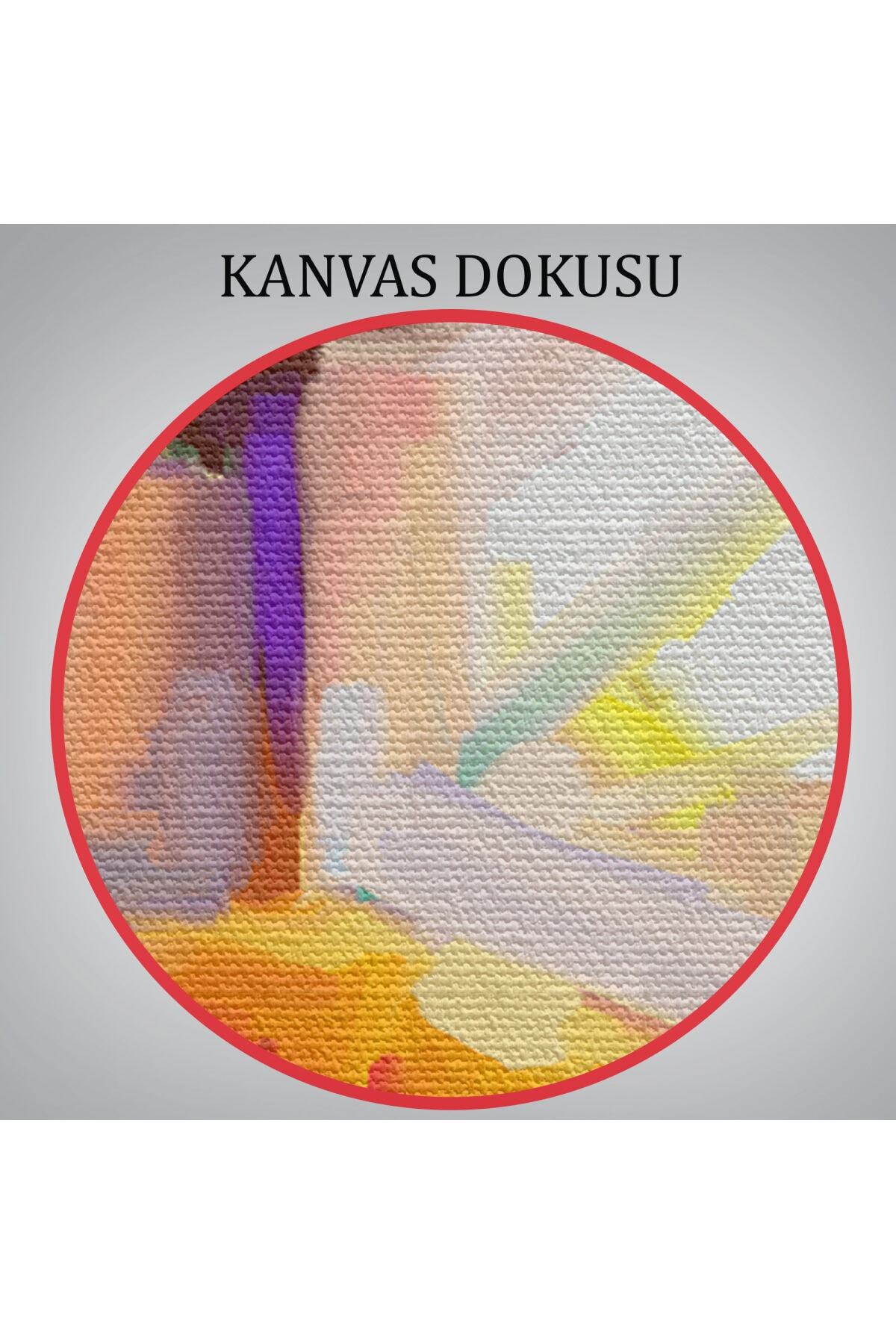 Soyut Çiçekler Yağlıboya Görünüm Dekoratif Kanvas Duvar Tablosu-1 görsel 5