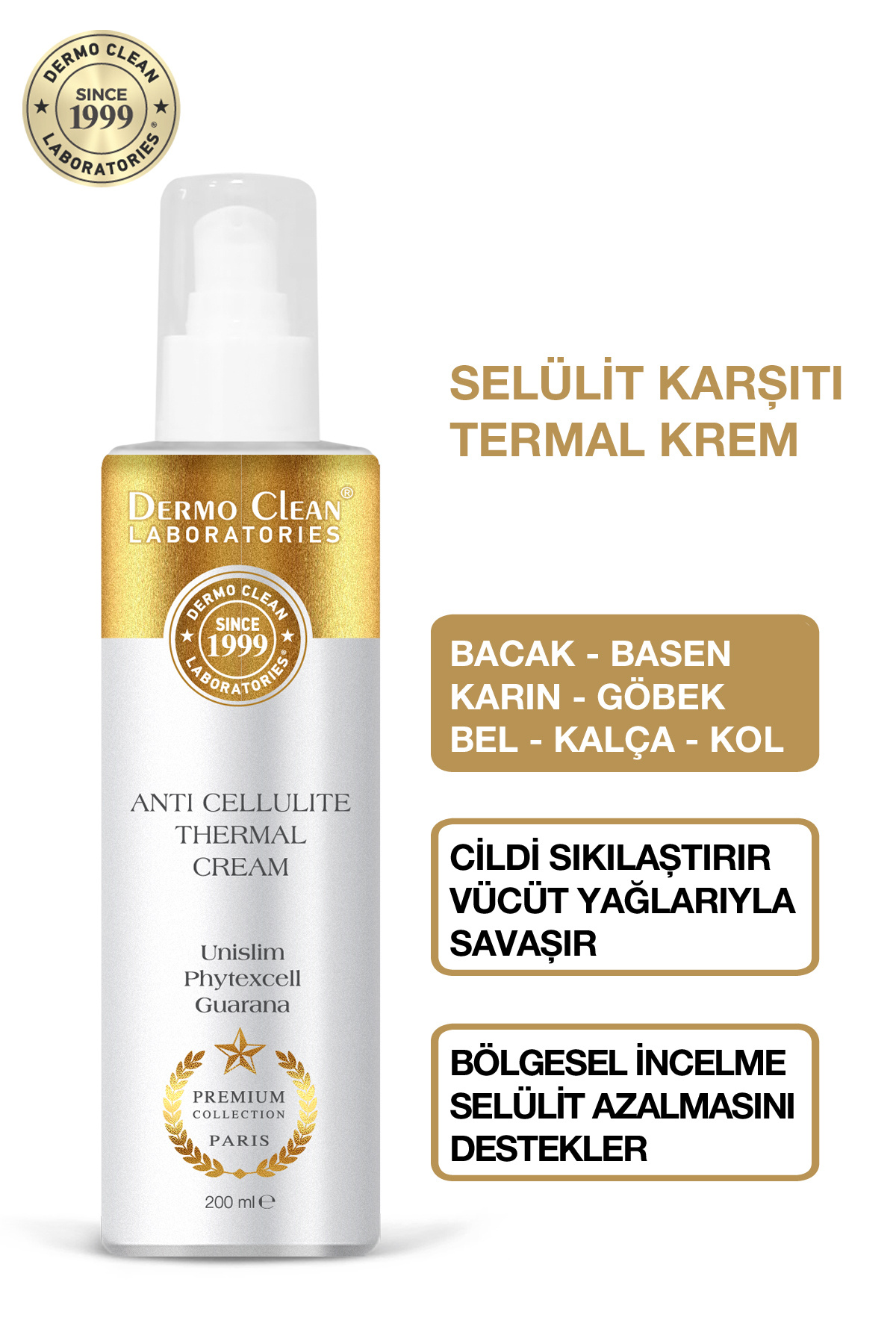Dermo Clean Selülit Karşıtı Termal Krem Bölgesel Incelme 200 ml