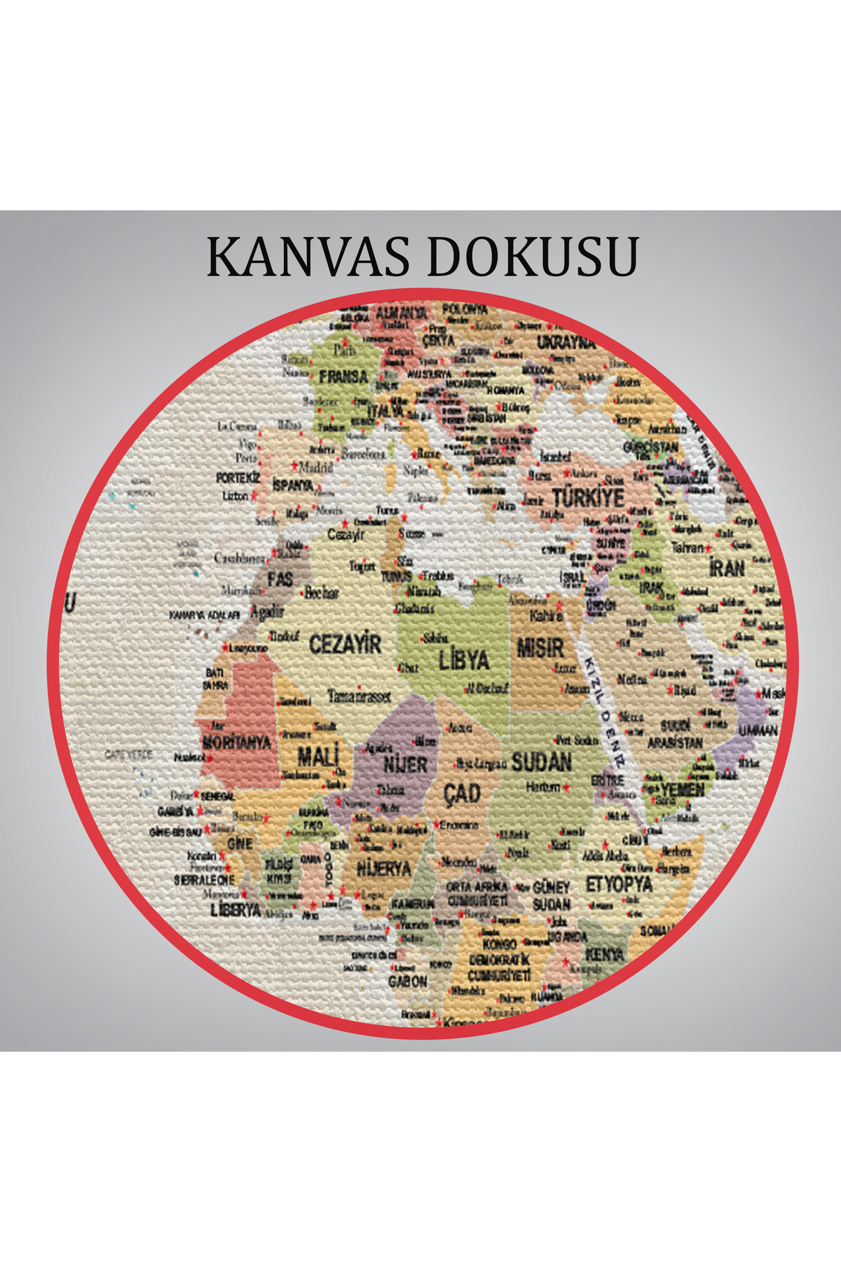 Türkçe Dünya Haritası Ayrıntılı Eğitici-öğretici Okyanuslu Dekoratif Kanvas Tablo-4 görsel 6