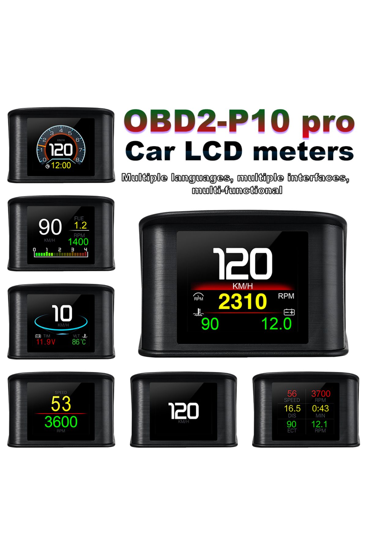 RYSJM-P10 Pro Head Up Display On-board Computer Car Digital OBD2 Mileage OBD Driving Computer Display S... 2