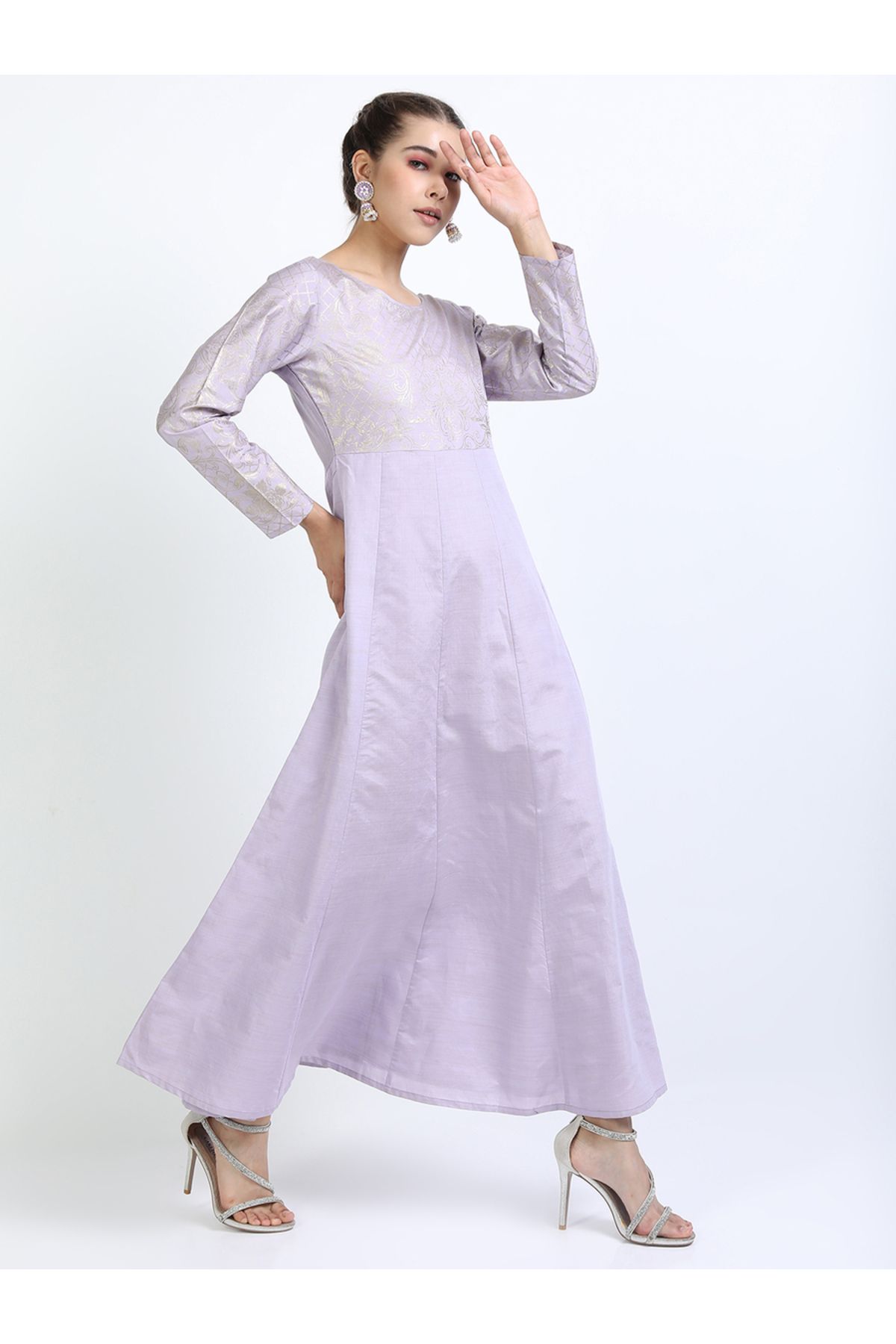Vishudh By Styli-Foil Print A-Line Kurta & Dupatta Set 2