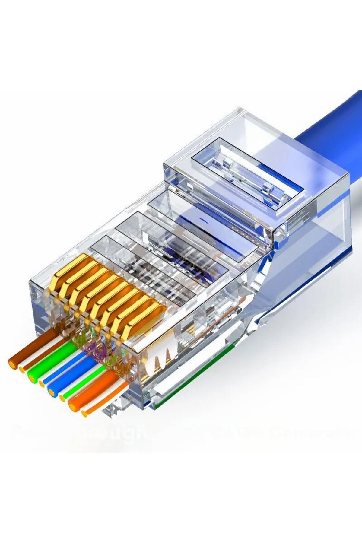 ZoeRax-100pcs 50/100 Pcs Rj45 Pass Through Connector 23awg Cat6 Cat5e Rj45 Modular Plugs Gold Plated 8