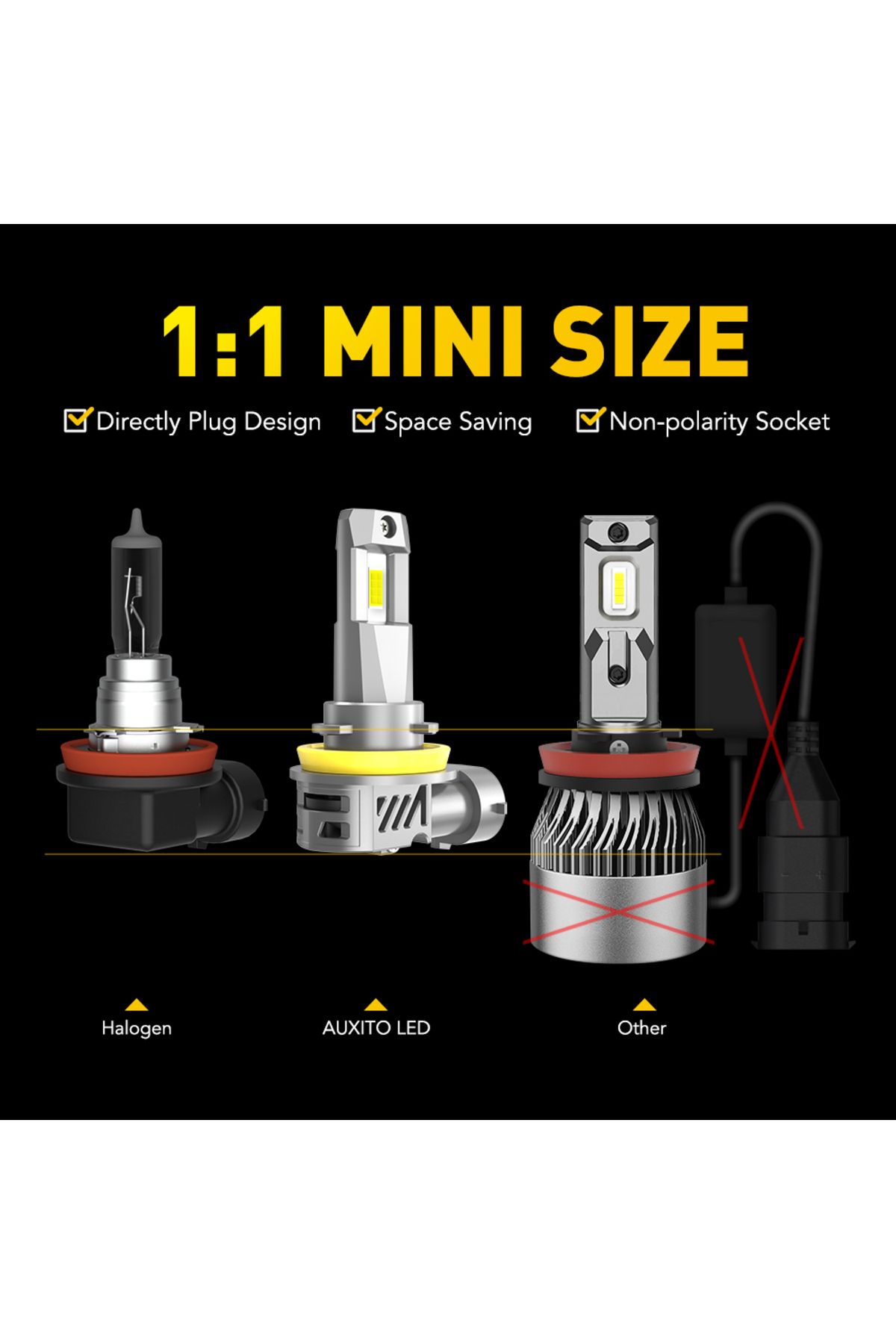 Choice-H8 H9 H11 AUXITO 2Pcs H11 Turbo LED Canbus H8 HB3 9005 LED Headlight Bulbs No Error Super Bright Whi 6