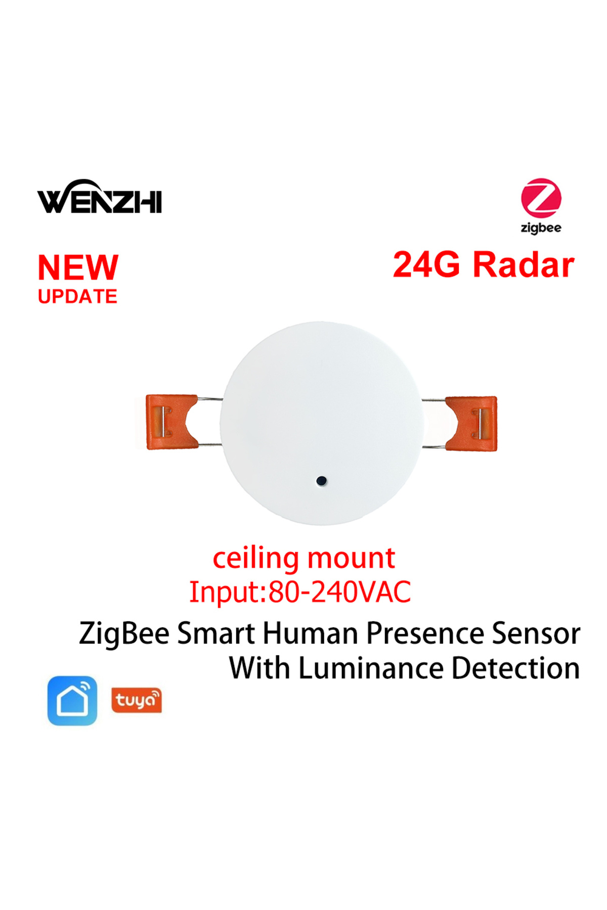 wenzhi-Ceiling ZigBee 24G ZigBee Wifi MmWave Human Presence Motion Sensor With Luminance/Distance Detection 1
