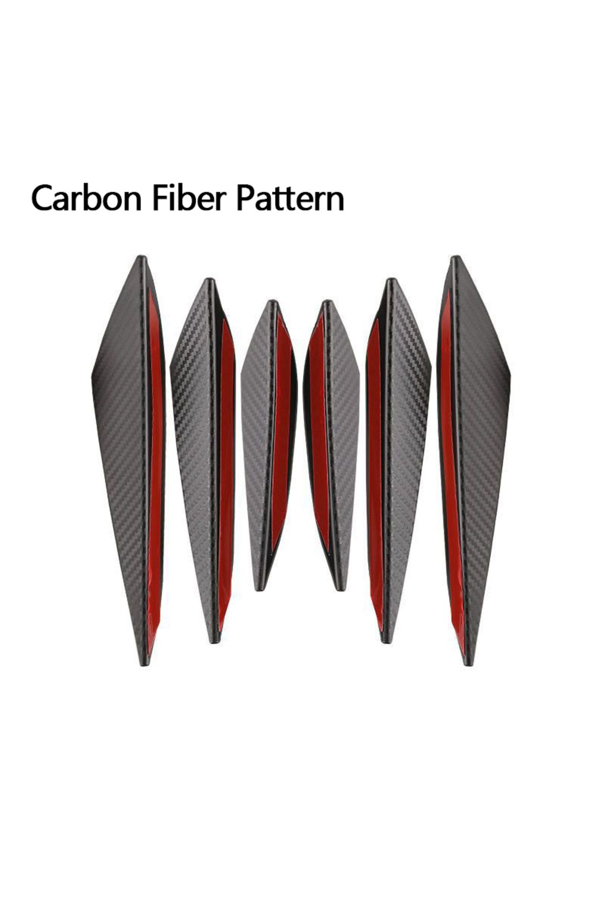 Choice-Carbon Fiber Pattern 6pcs/set Universal Front Bumper Lip Diffuser Splitter Fins Body Spoiler Car Tun 1