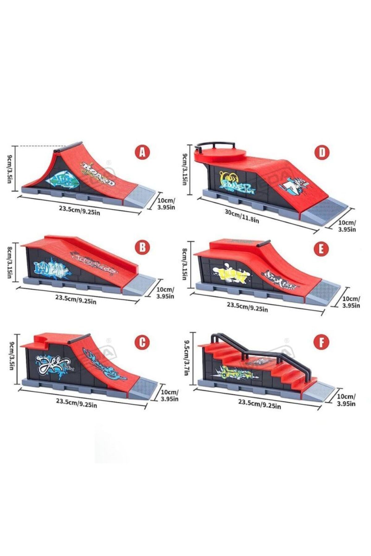 Choice-DIY Finger Skatepark 6-in-1 Set Professional Tech Practice Deck Platform Stunt Finger Skateboard ... 6