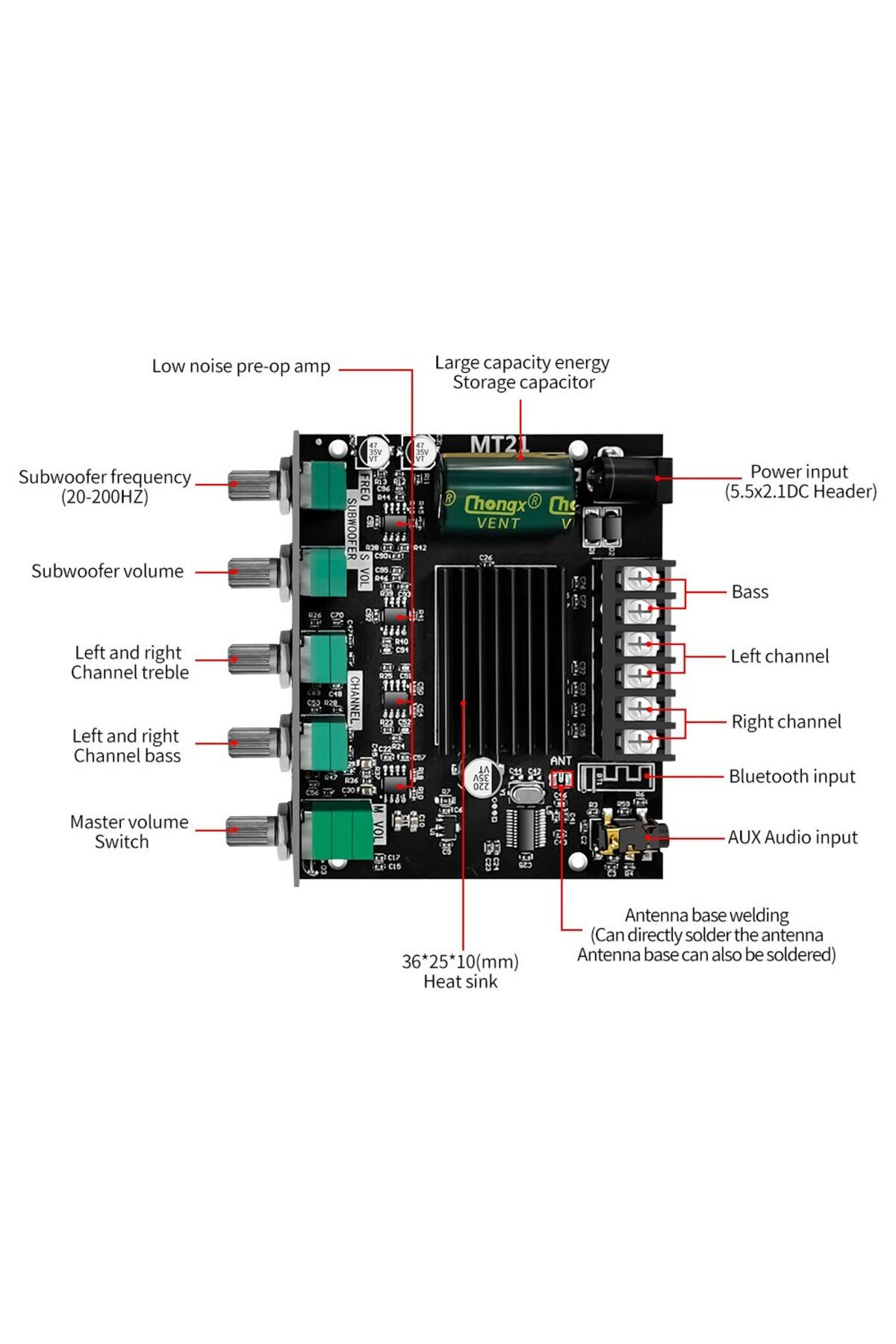 Choice-ZK-MT21 Channel Bluetooth 5.0 CS8673E 2.1 Subwoofer Amplifier Board 50W*2 +100W Power Audio Stere... 4