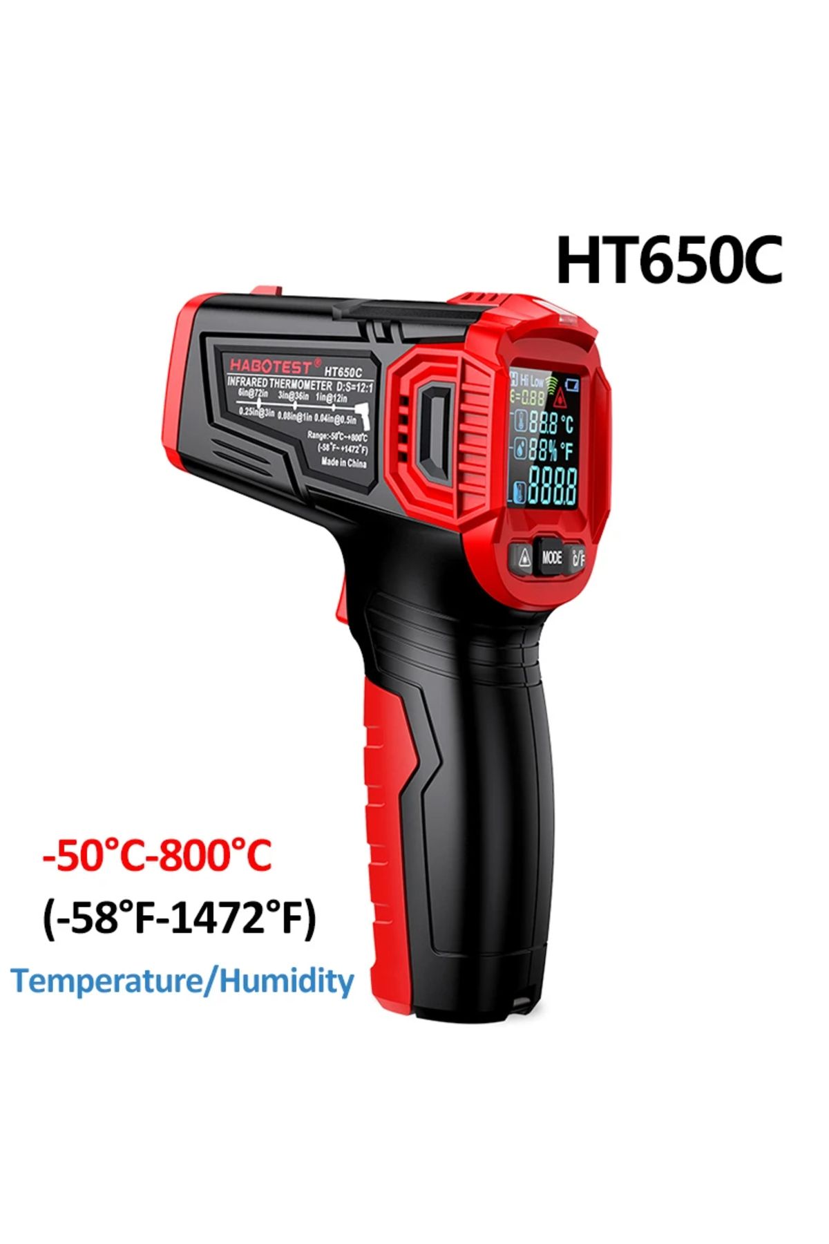 TELEHILL-Ht650c Ht650 Infrared Thermometer Lcd Digital Weather Station Hygrometer Non-contact Pyrometer Image 1