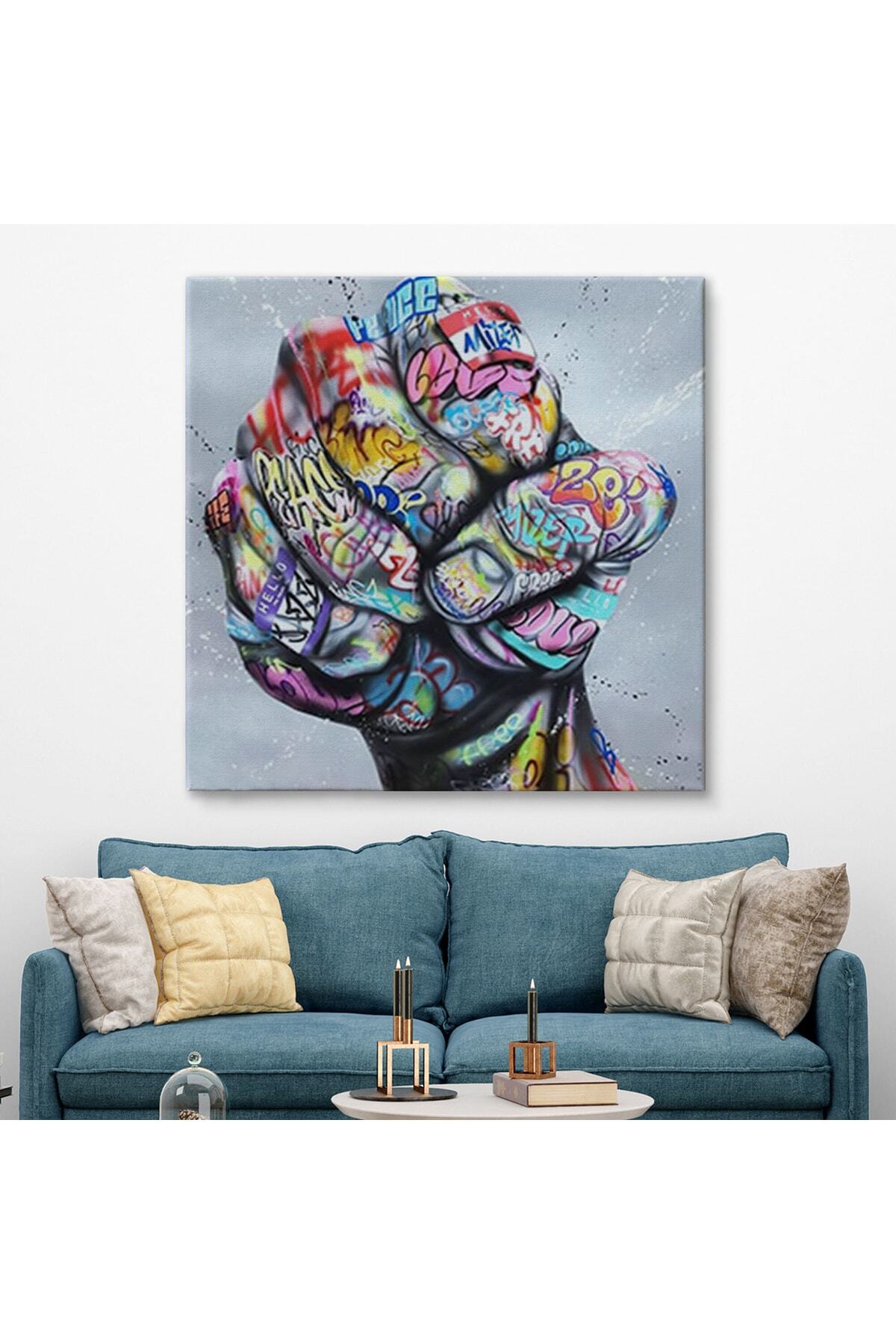 Sokak Graffiti Duvar Sanatı Kanvas Tablo, Banksy Renkli Graffiti Pop Art görsel 2
