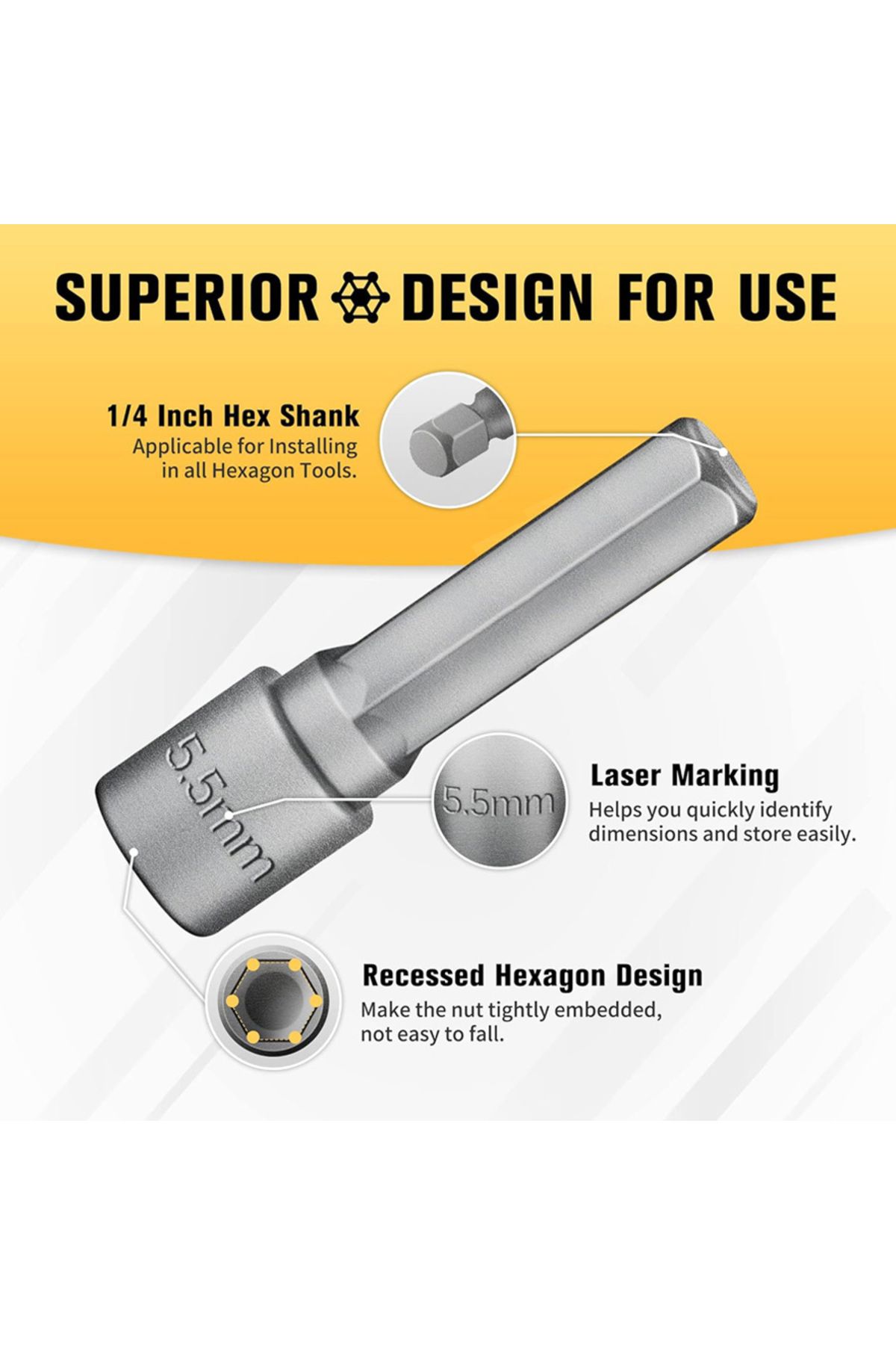 DUTRIEUX-9pcs/14pcs Powerful Socket Inner Hexagonal Wrench Hexagonal Handle Screwdriver Socket Extension R... 4