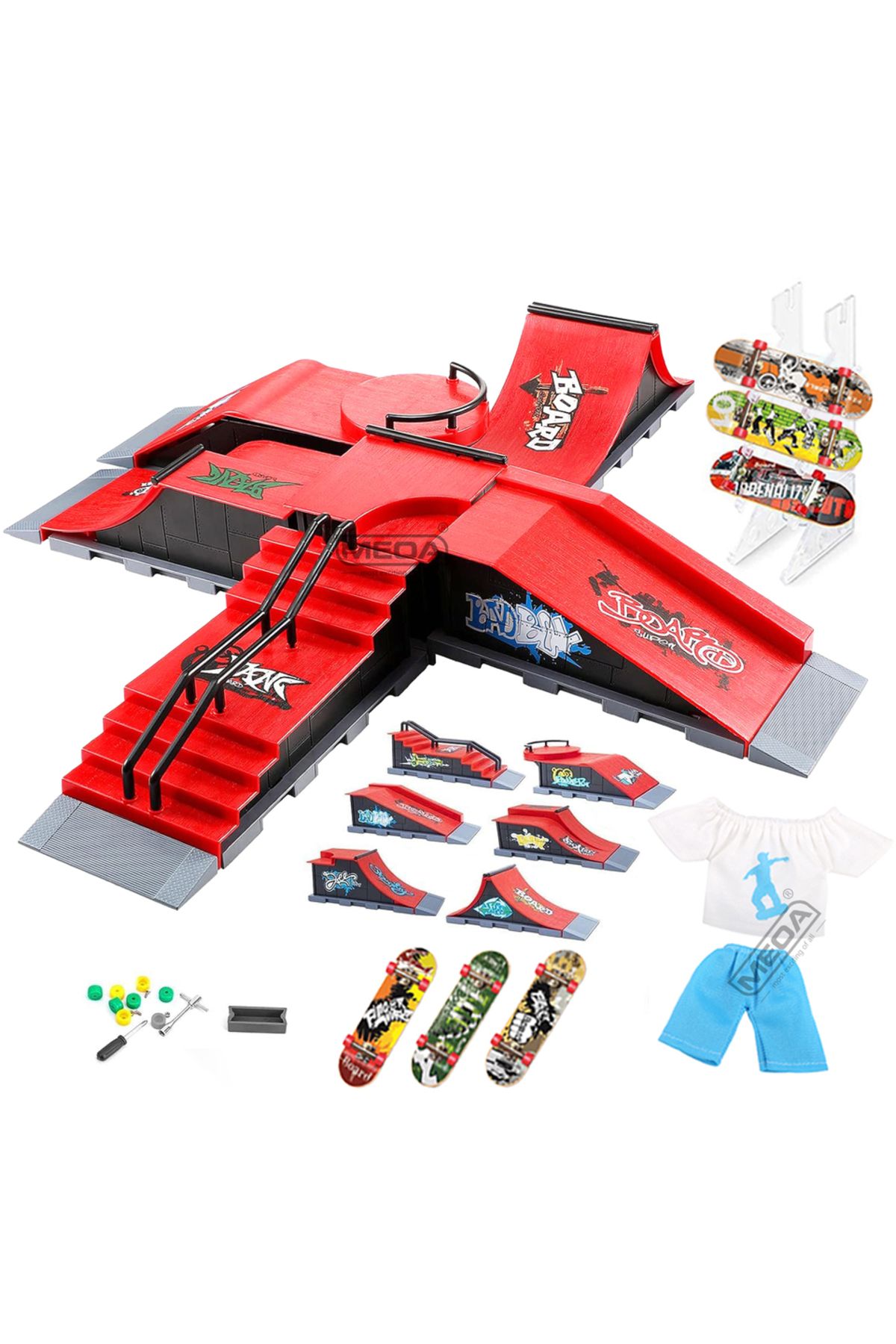 Choice-DIY Finger Skatepark 6-in-1 Set Professional Tech Practice Deck Platform Stunt Finger Skateboard ... 4