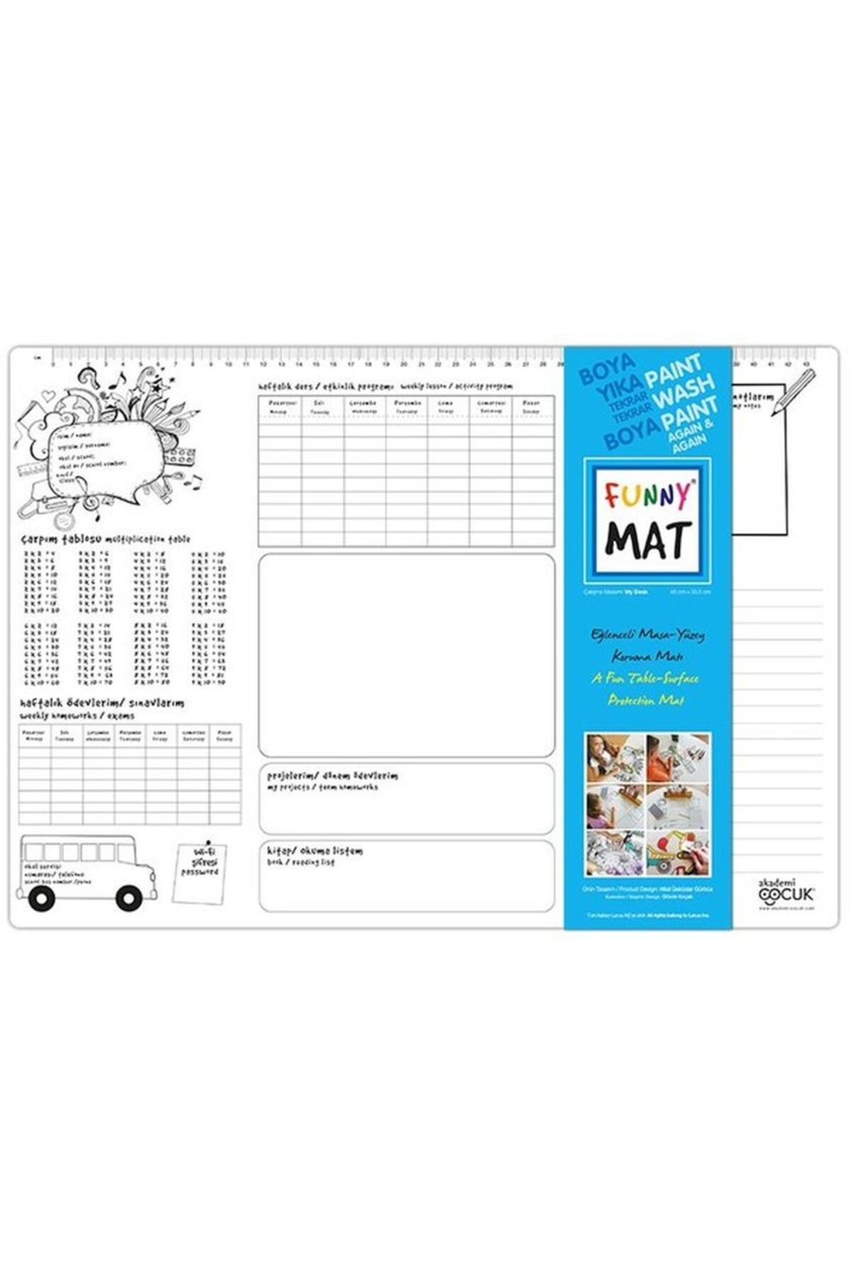 Akademi Çocuk Funny Mat - Çalışma Masam (My Desk - Küçük Boy) - 33,5x48cm