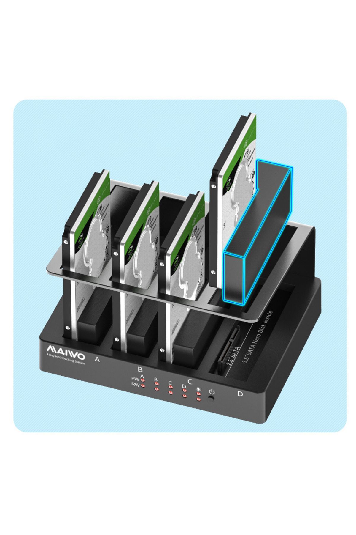 Choice-Us Plug 4 Bay Hard Drive Enclosure Sata To Usb 3.0 External Multi-bay 2.5& 3.5 Inch Hdd Sdd Docking 2