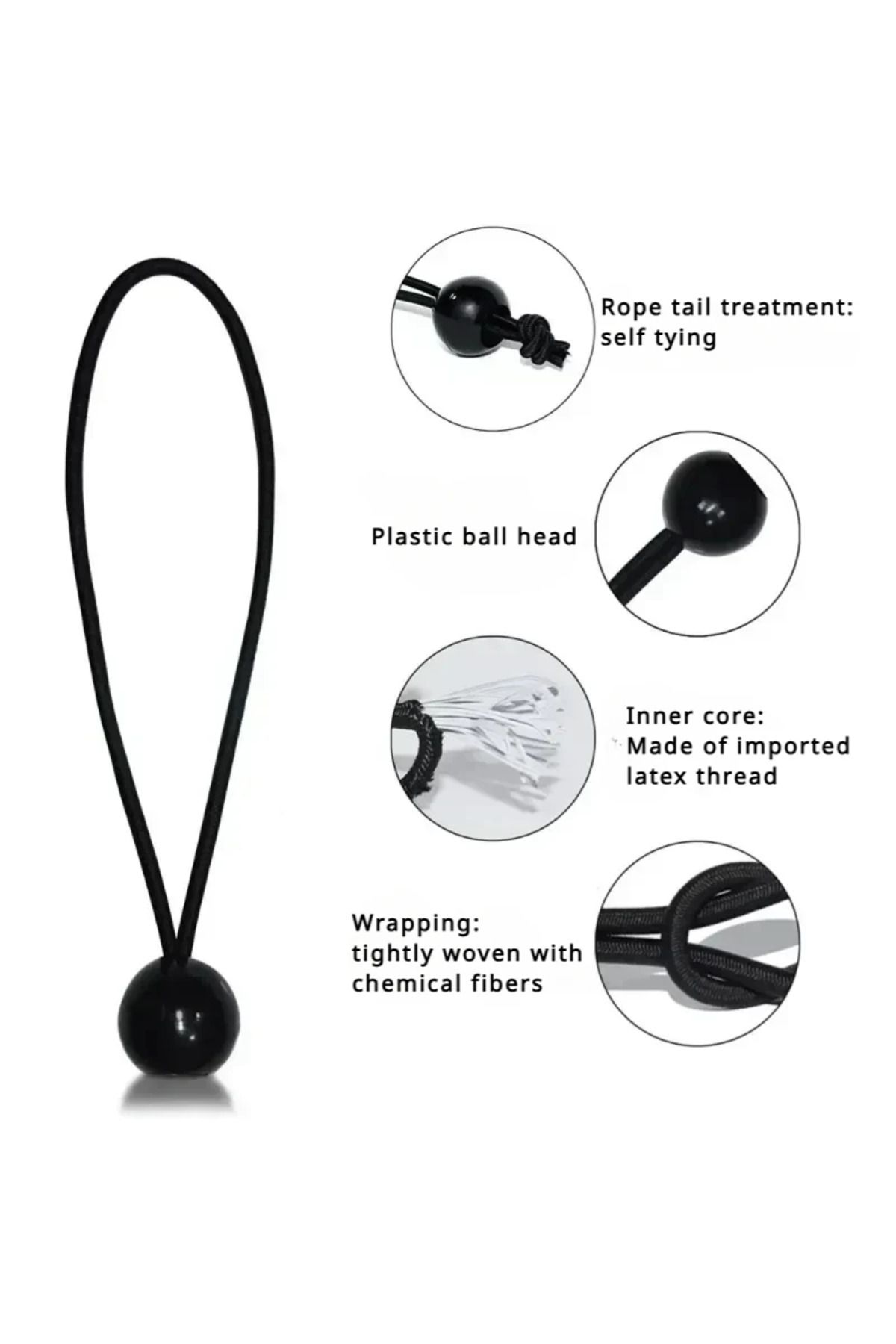 Choice-10pcs Bungee Ball Tarps Canvas Tarpaulin Flagpole Ties Cord Ends Elastic Rope Lace Fixed Boat Pol... 5