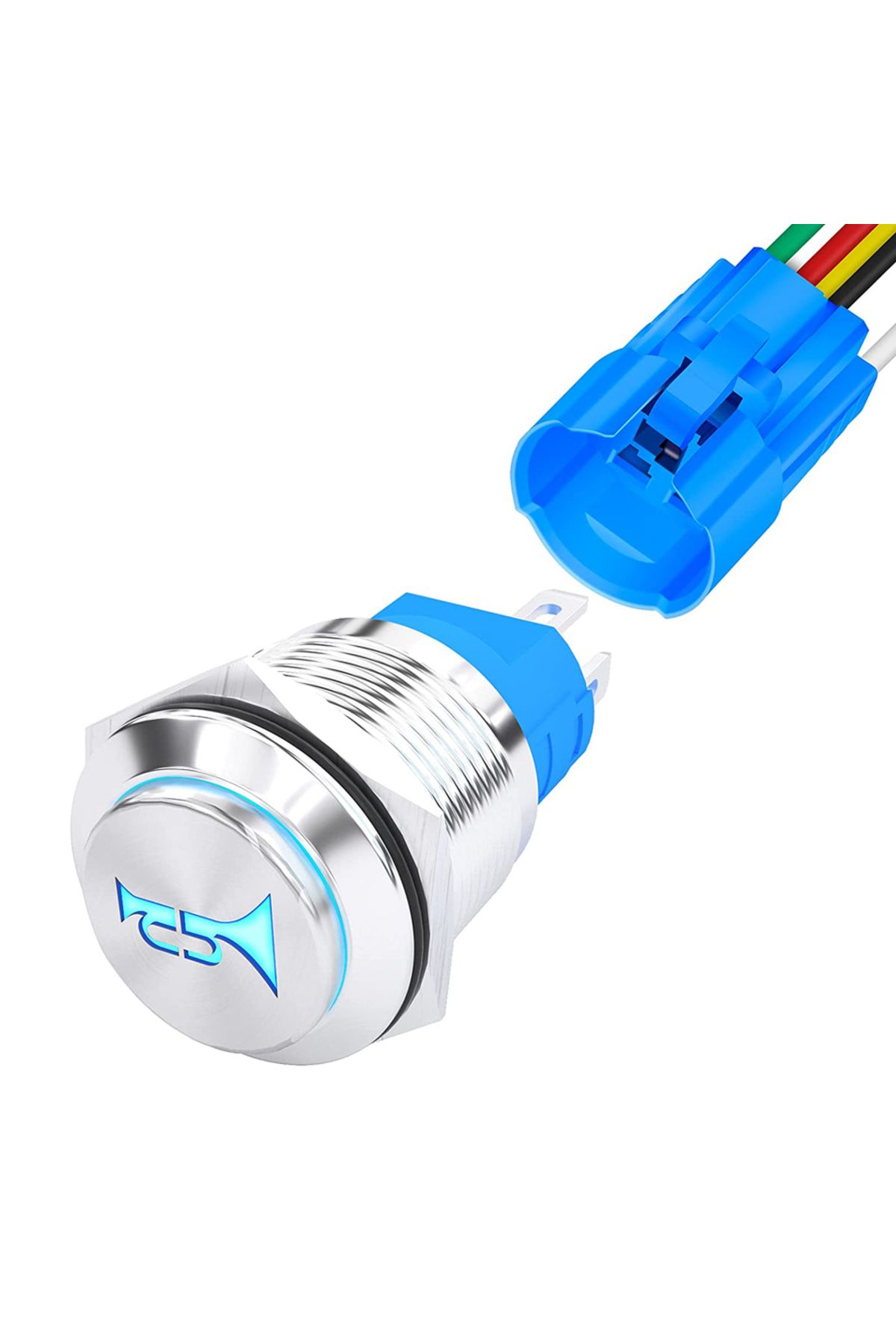 Daiertek-مفتاح زر القرن 12 فولت، مفتاح زر ضغط لحظي 12 فولت، مكبر صوت LED من الفولاذ المقاوم للصدأ S 1