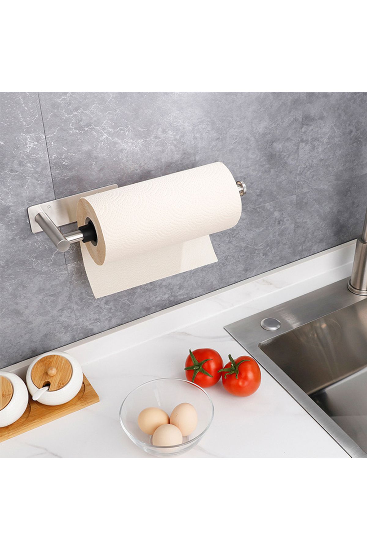 Choice-Paper Roll Holder Wall Mounted Kitchen Organizer Stainless Steel Cling Film Holder Installation T... 6