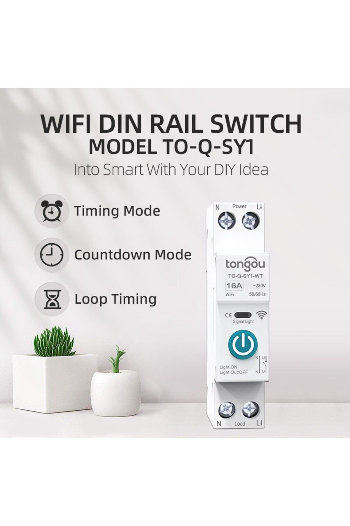 TONGOU-White No Metering 16a Tuya Wifi Smart Circuit Breaker 1p 63a Din Rail For Smart Home Wireless Remote 2
