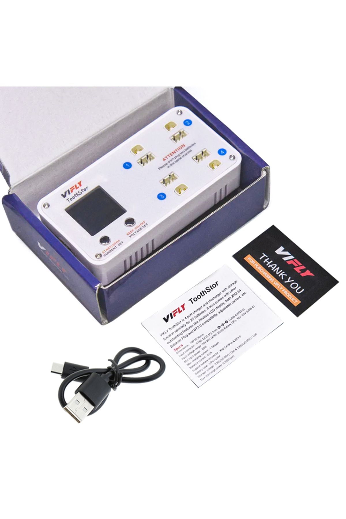 Choice-Bt3.0-xh2.54 Vifly Toothstor 4 Port 2s Balance Charger With Storage Mode Lcd Display Lihv/lipo Batte 1
