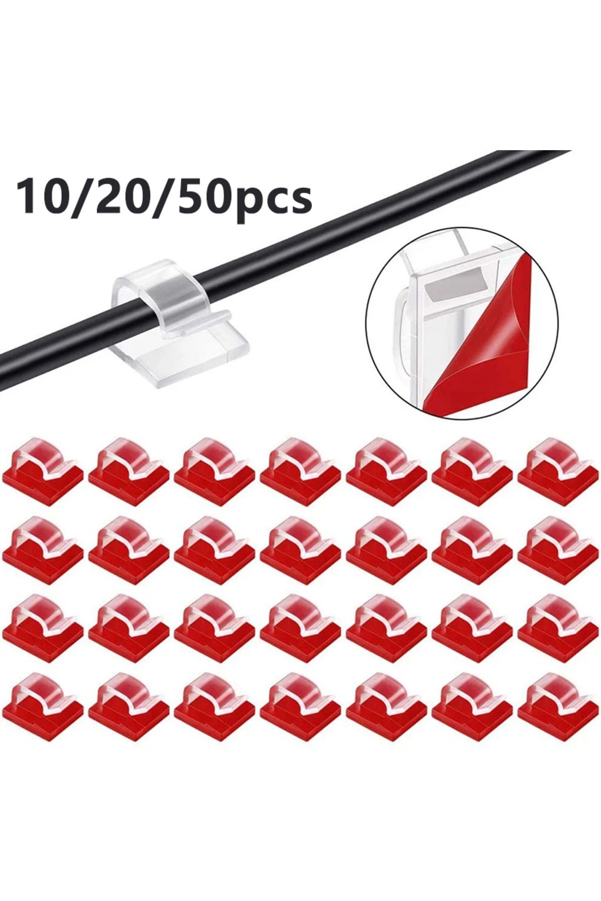 Choice-50pcs-transparent 10/20/50pcs Cable Clips Self Adhesive Cord Management Office Wire Holder Organizer 1