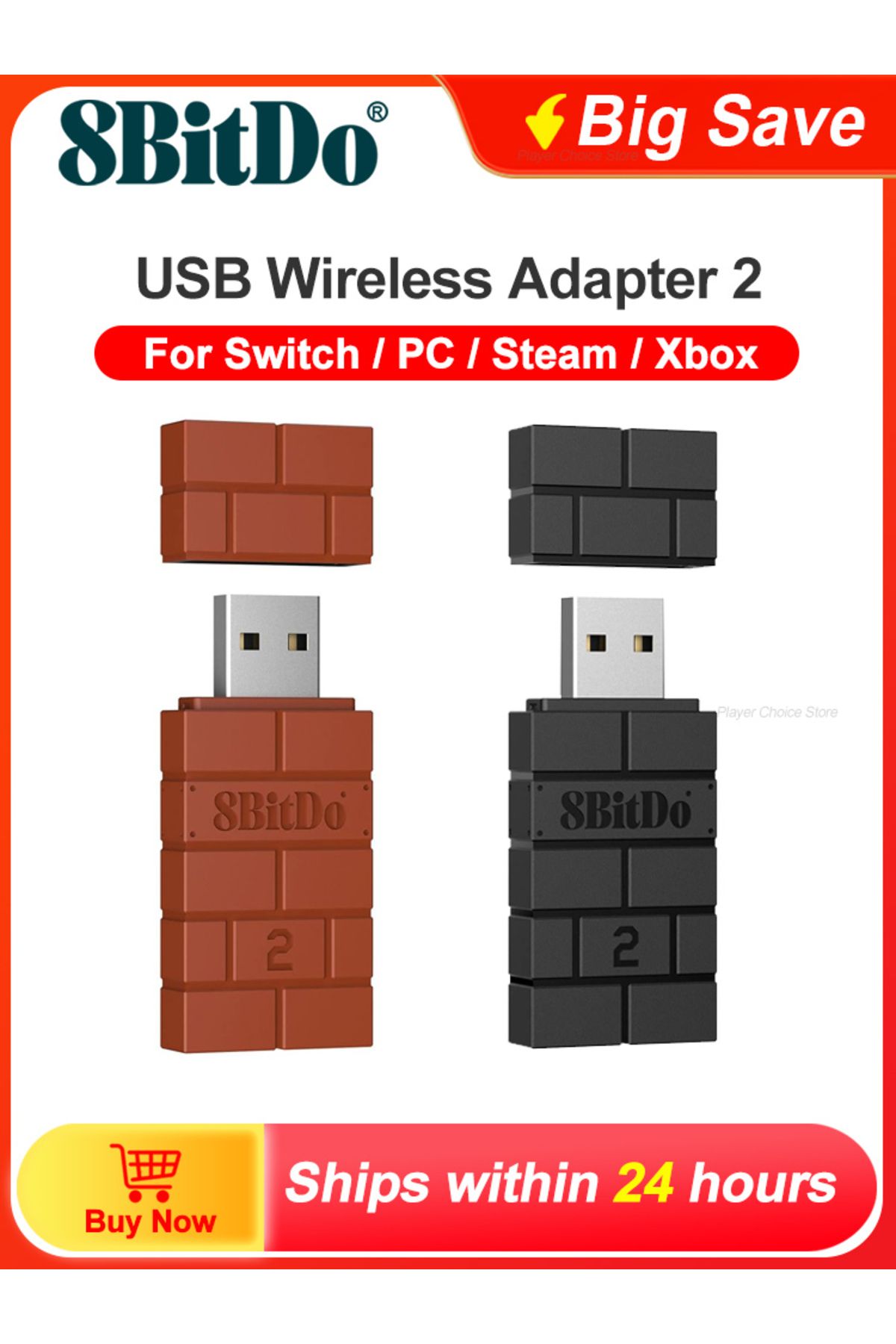 Choice-8BitDo USB Wireless Bluetooth Adapter 2 for Nintendo Switch PS3 PS5 Xbox JoyCon Controller Window... 8