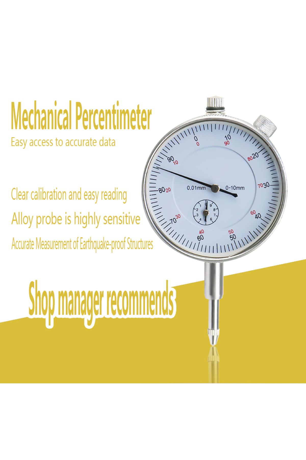 Ninth World-Precision 0.01mm Dial Indicator Gauge 0-10mm Meter Precise 0.01mm Resolution Indicator Gauge Mesu... 6