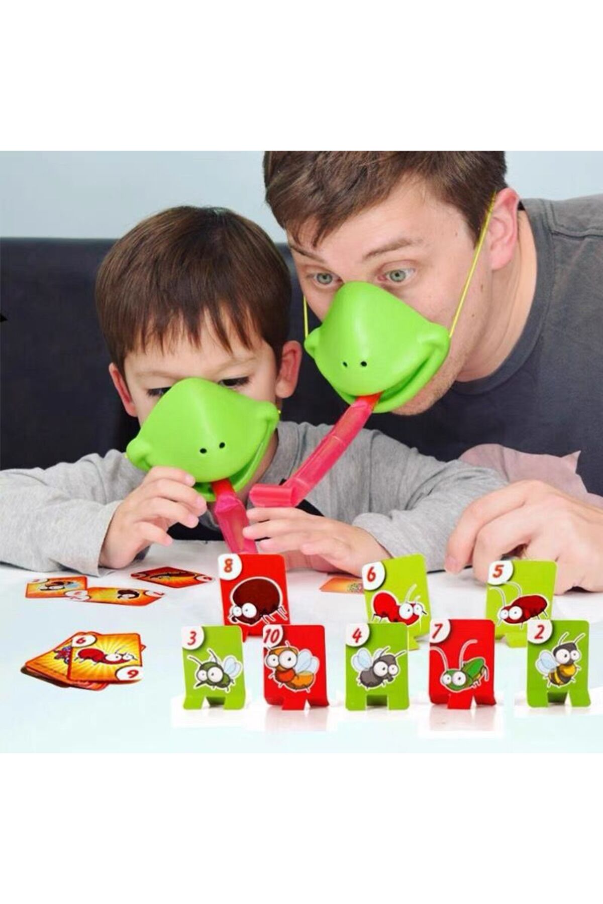 بازی رومیزی زبان مارمولک، قورباغه، مار حریص، لژر رنگارنگ، کارت بازی رقابت‌کننده