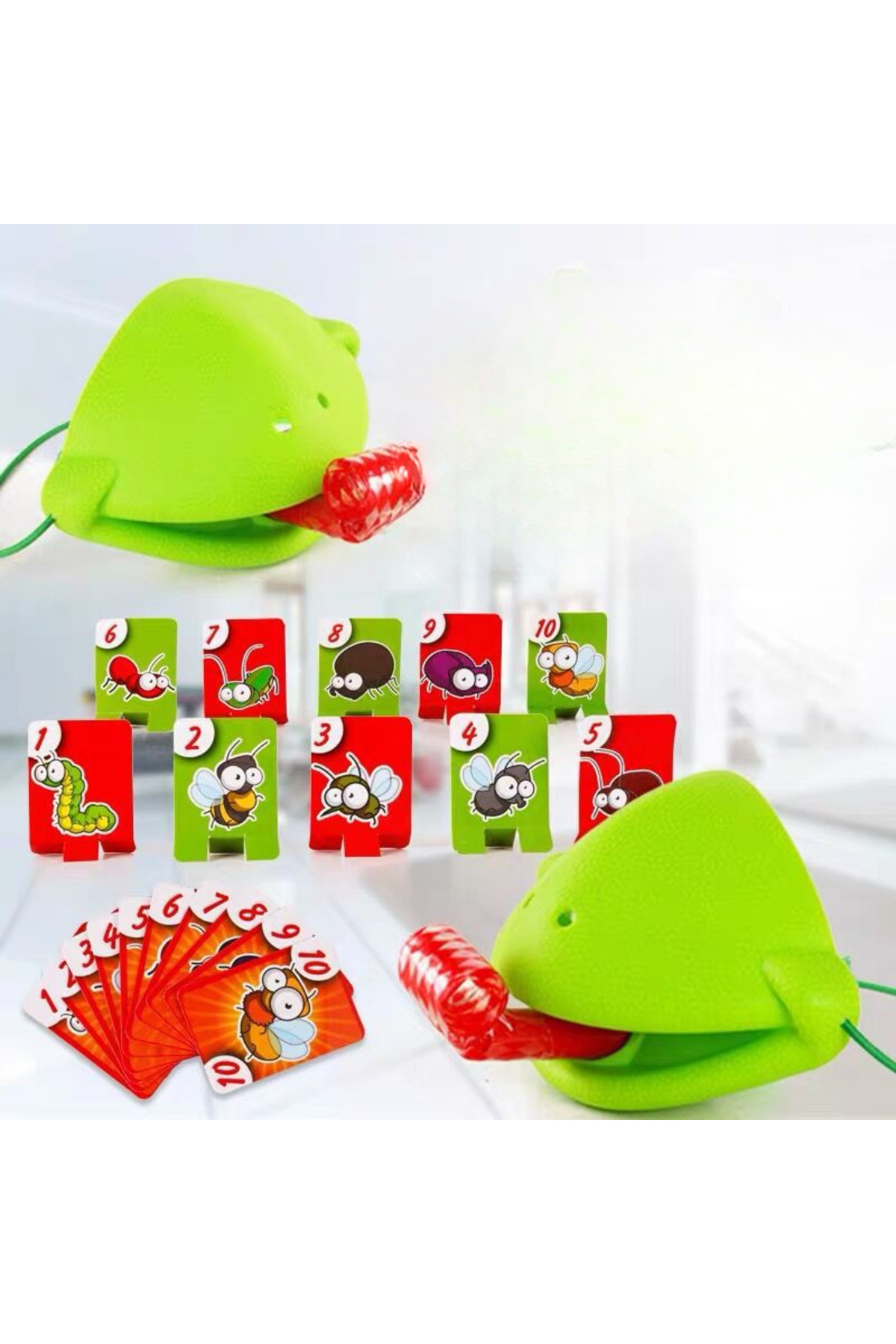 بازی رومیزی زبان مارمولک، قورباغه، مار حریص، لژر رنگارنگ، کارت بازی رقابت‌کننده