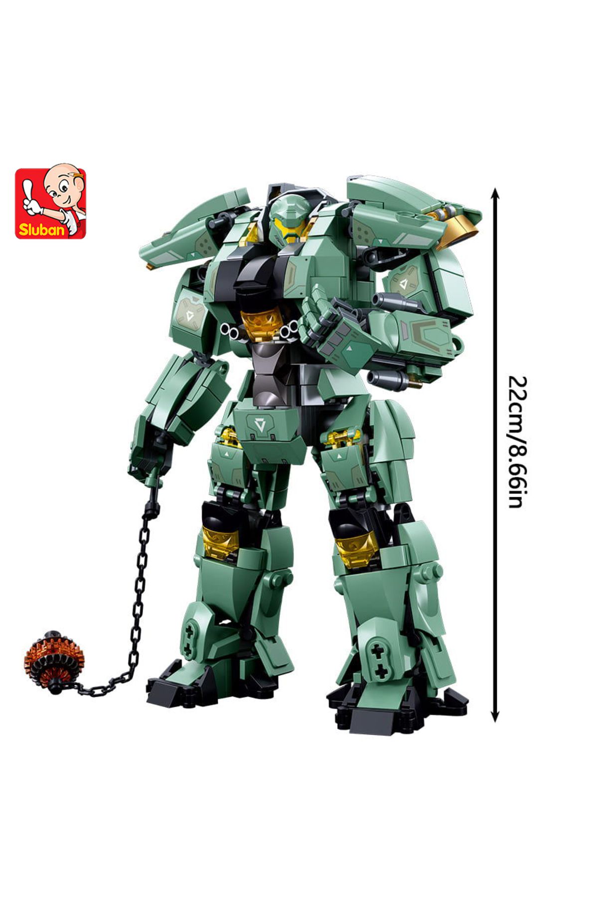 Choice-542pcs Sluban Green Warrior Robot With Chain Hammer Building Blocks Toys, Robot Battle Armor Asse... 7