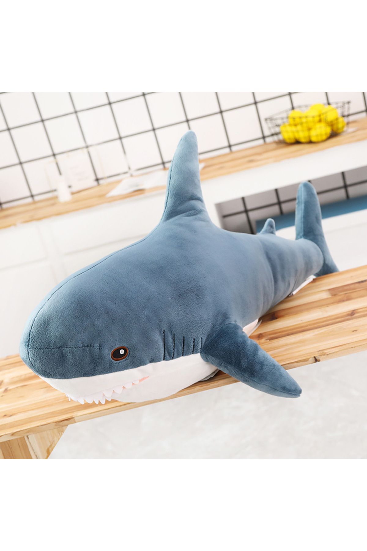 Choice-45cm Blue 45/60/80cm Cute Shark Plush Toy Soft Stuffed Speelgoed Animal Reading Pillow For Birthday 1