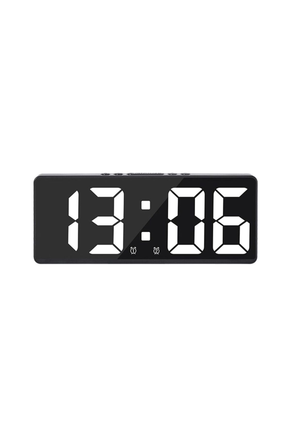 Choice-White Creative Number Clock Color Nightlight Temperature Calendar Alarm Clock Led Large Number Elect 1