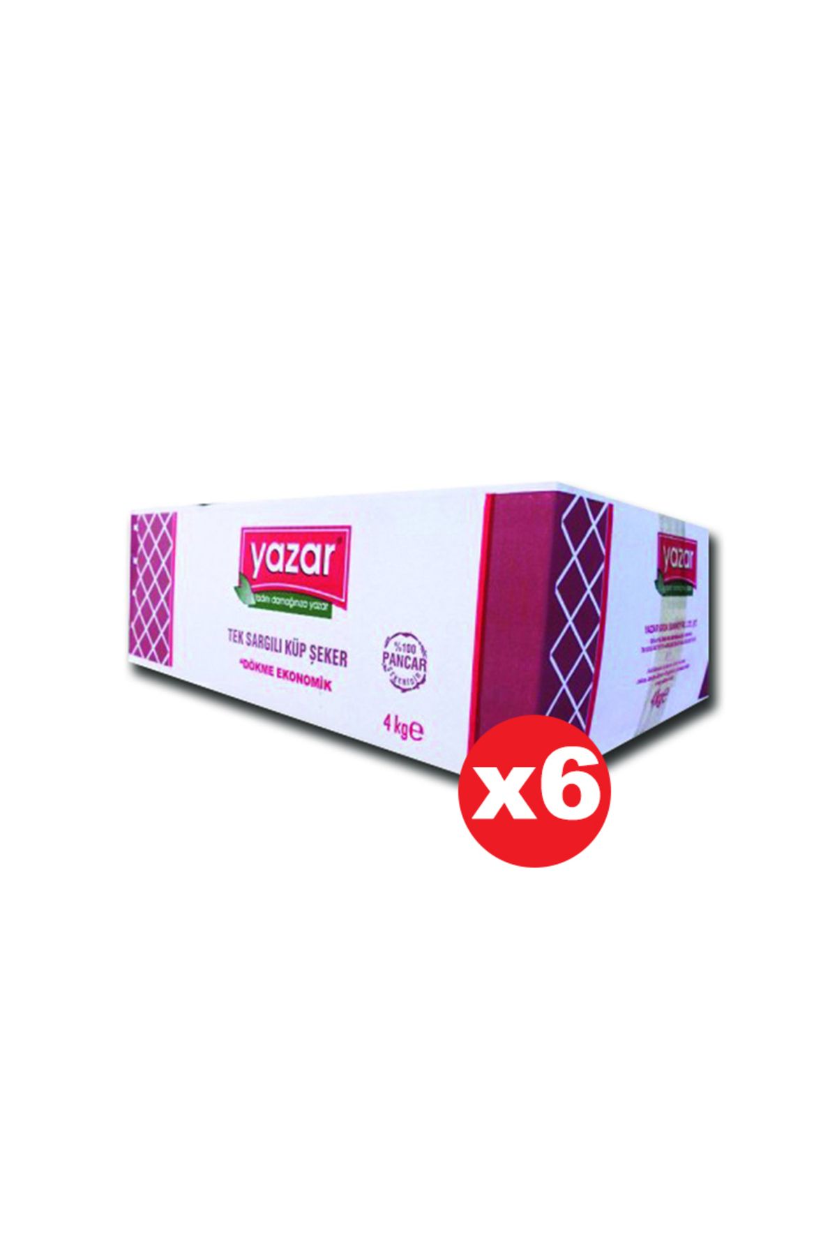 YAZAR Tek Sargılı Kesme Küp Şeker 4 Kg. x 6 Adet