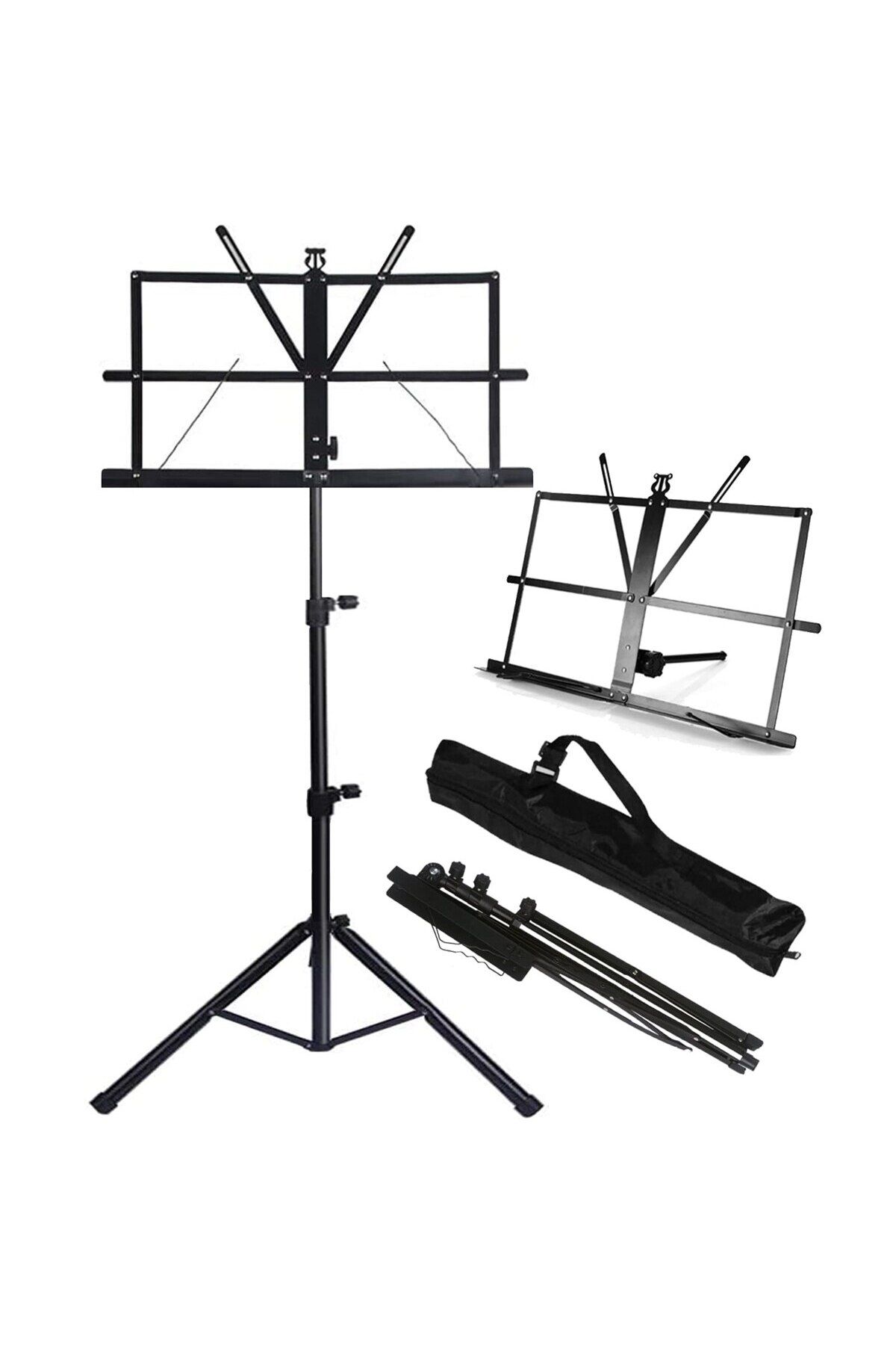Miwayer-Black Music Stand 2 In 1 Dual Use Folding Sheet Music Stand Desktop Book Stand Portable And Lightwei 1
