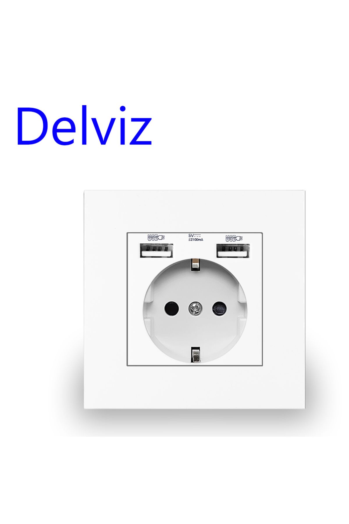 Choice-White Delviz Eu Standard Usb Socket, Mobile Phone Charging Socket, 86mm 16a Pop Home Improvement Plu 1