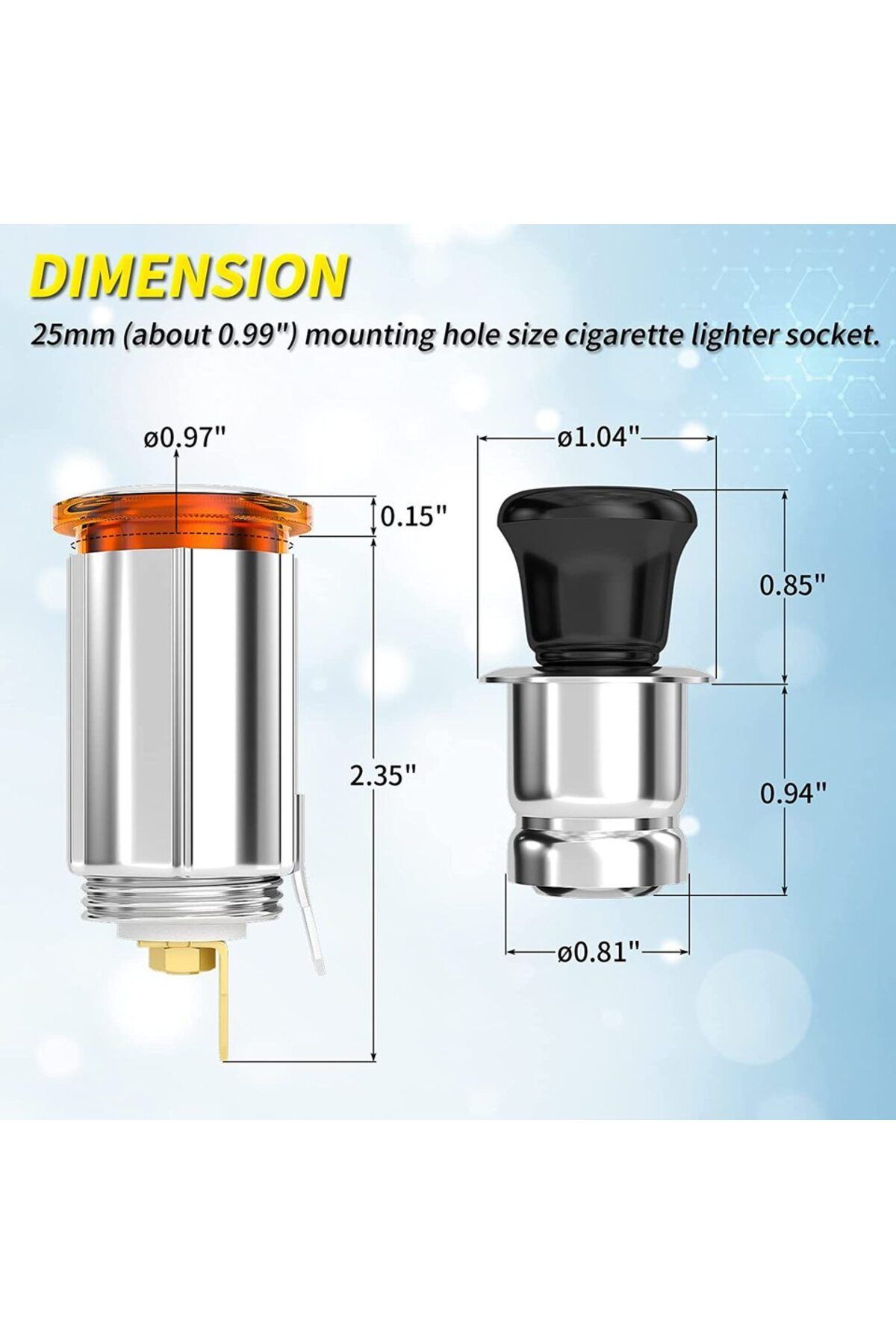 Choice-DaierTek 12V Cigarette Lighter Socket with Eject Button Cigarette Lighter Plug Car Cigarette Ligh... 2