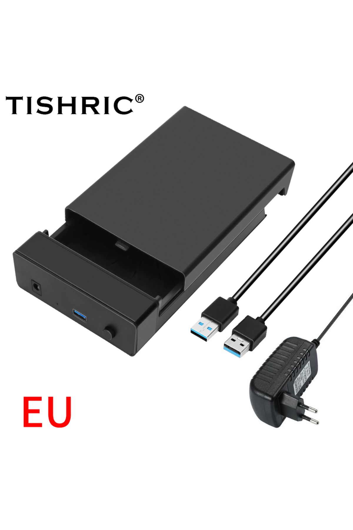 TISHRIC-Eu Plug External Hdd Case 2.5/3. 5 Ssd External Hard Drive Box Enclosure 450mb/s 18tb Sata T 1