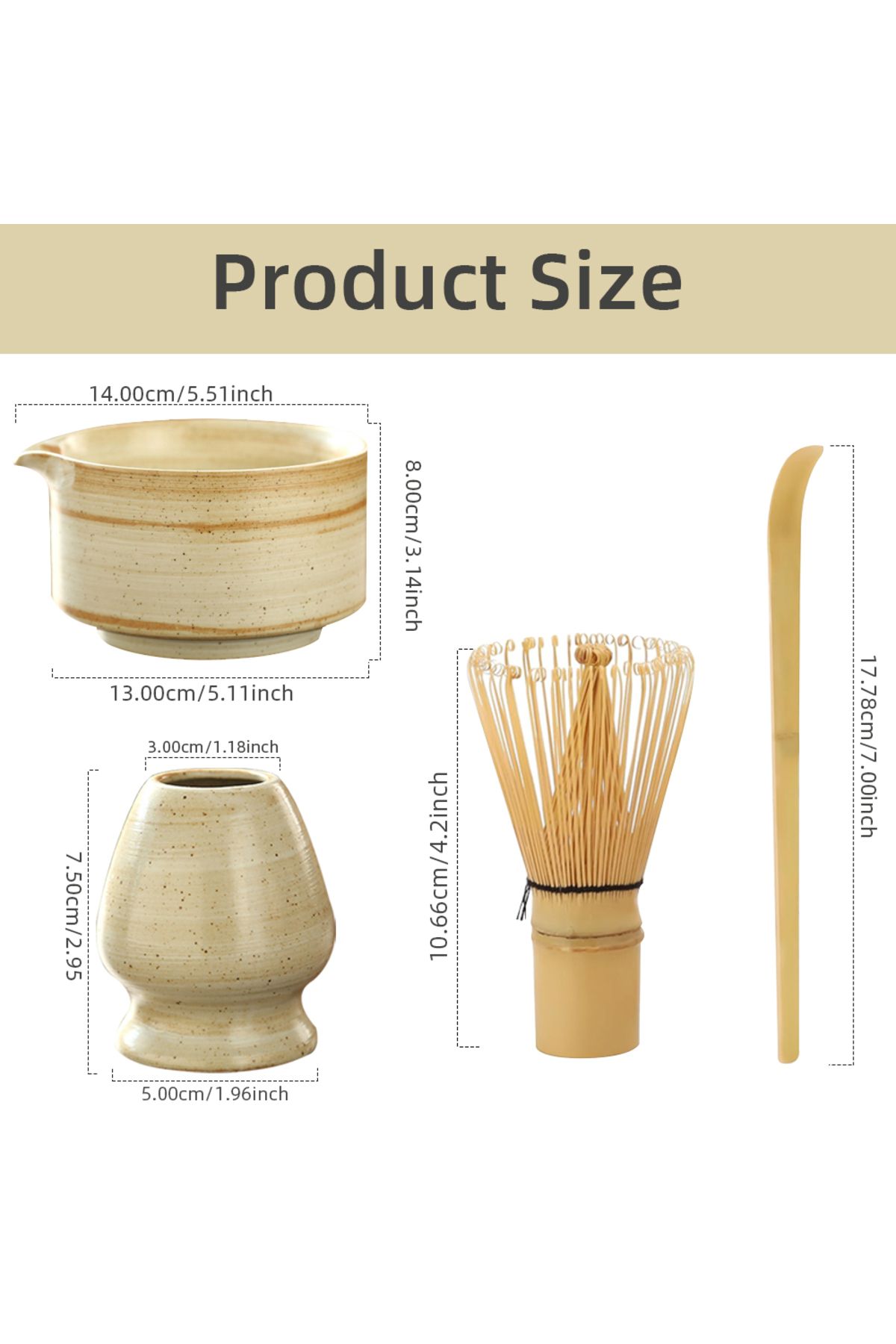 Choice-White 4pcs Japanese Matcha Tea Set Safe Bamboo Whisk Teaspoon Tea Sets Indoor Beverage Shop Tea-maki 2