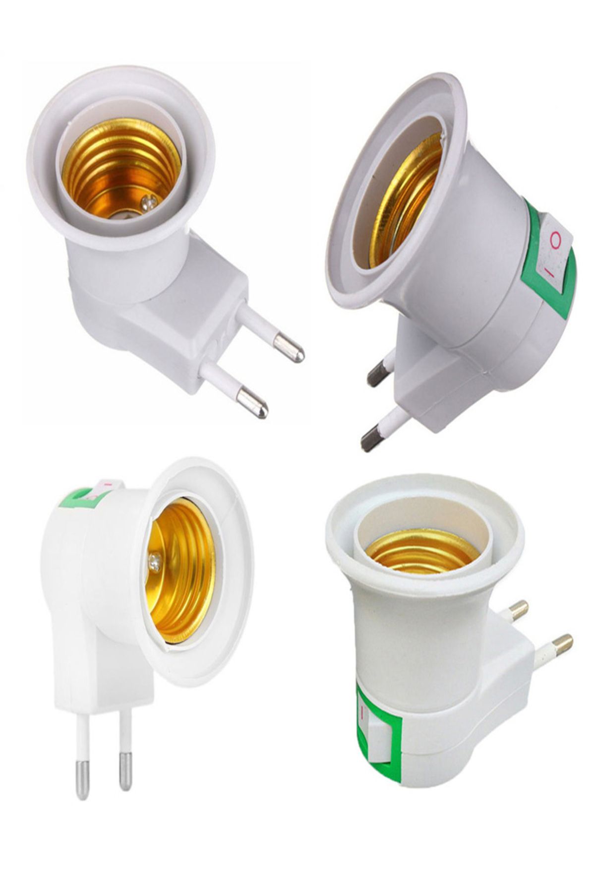 Choice-E27 LED Light Lamp Bulbs Socket Base Holder EU/US Plug Adapter ON/OFF Switch White 8