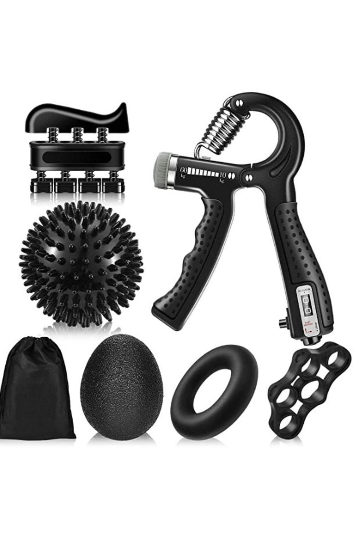 Choice-Black Count 6 Pc Set Gym Fitness Adjustable Count Hand Grip Set Finger Forearm Strength Muscle Recov 1